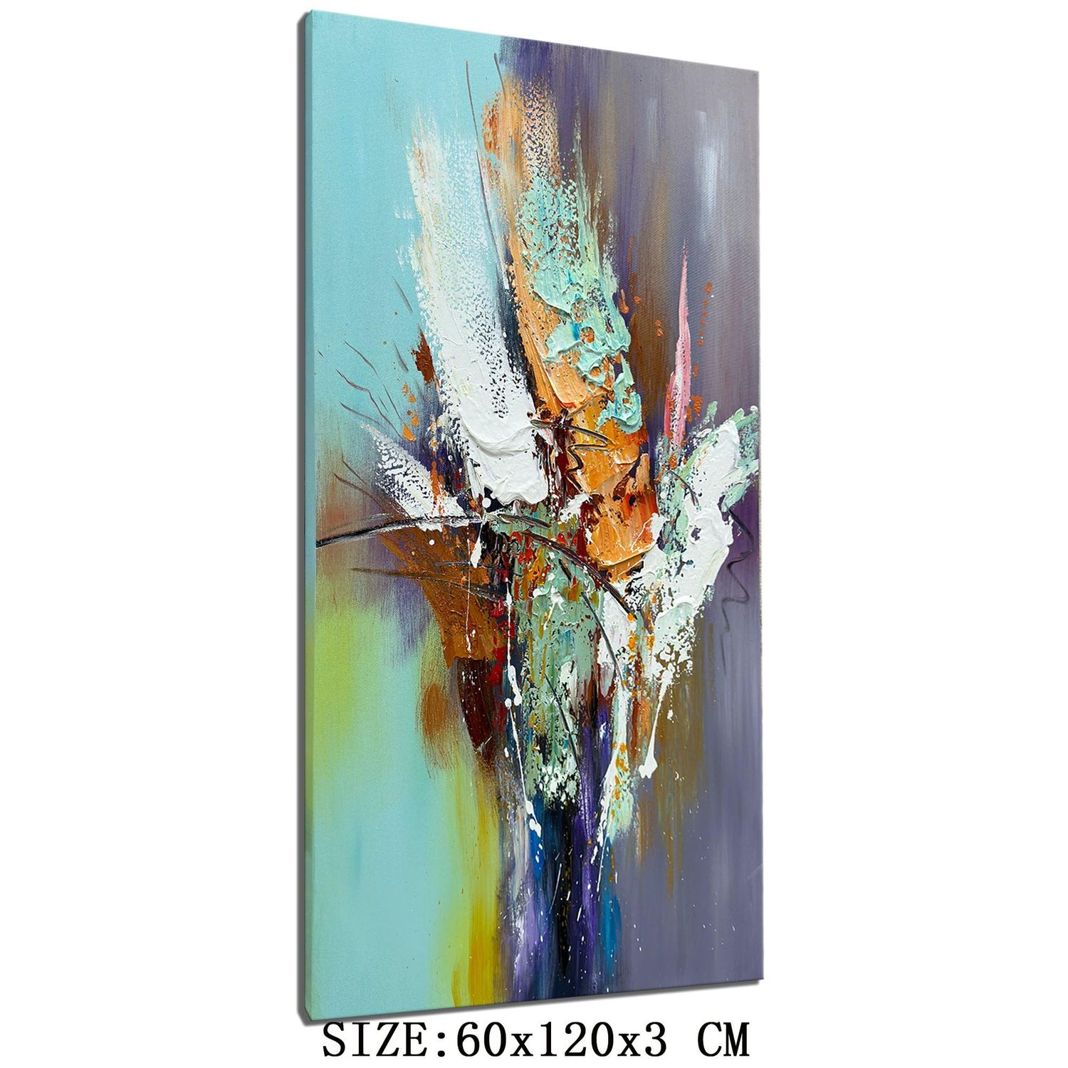 zoinart Hand Painted Textured 3D Wall Art 24x48 Inches Colorful Oil Paintings Abstract Large Canvas Wall Art for Home Decorations