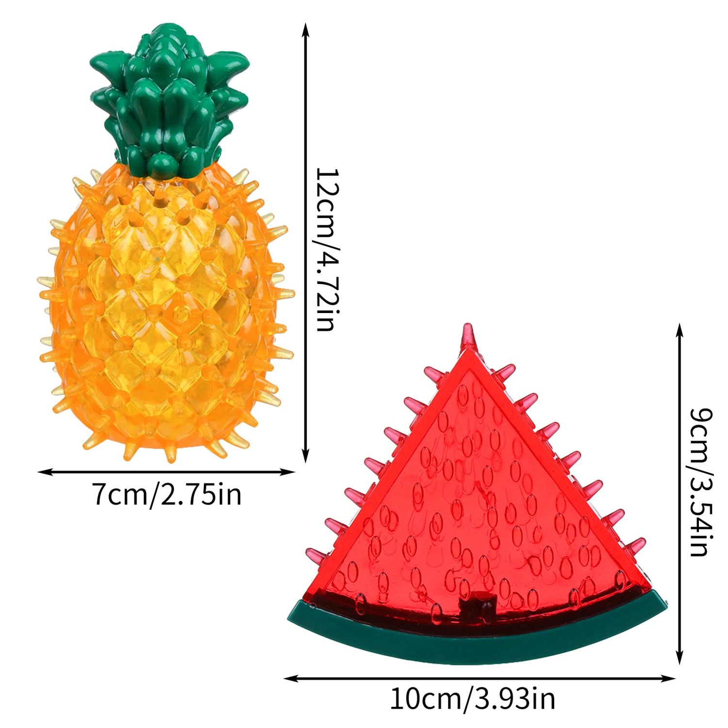 HomeSoGood 2pcs Dog Cooling Chew Toys, Summer Ice Interactive Dogs Toys, Watermelon Pineapple Shape Teething Toys