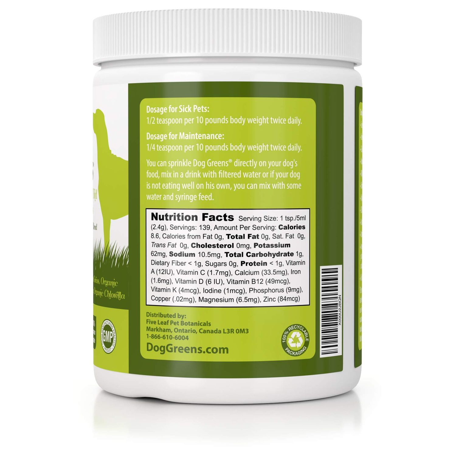 Dog Greens Organic Plant-Based Supplement for Skin, Coat, Digestive & Immune Health in Dogs (12 oz); Natural, Holistic and Vet Approved, Add to Dog Food, Homemade Dog Food, Raw Dog Food, Vegan, 4 Pack