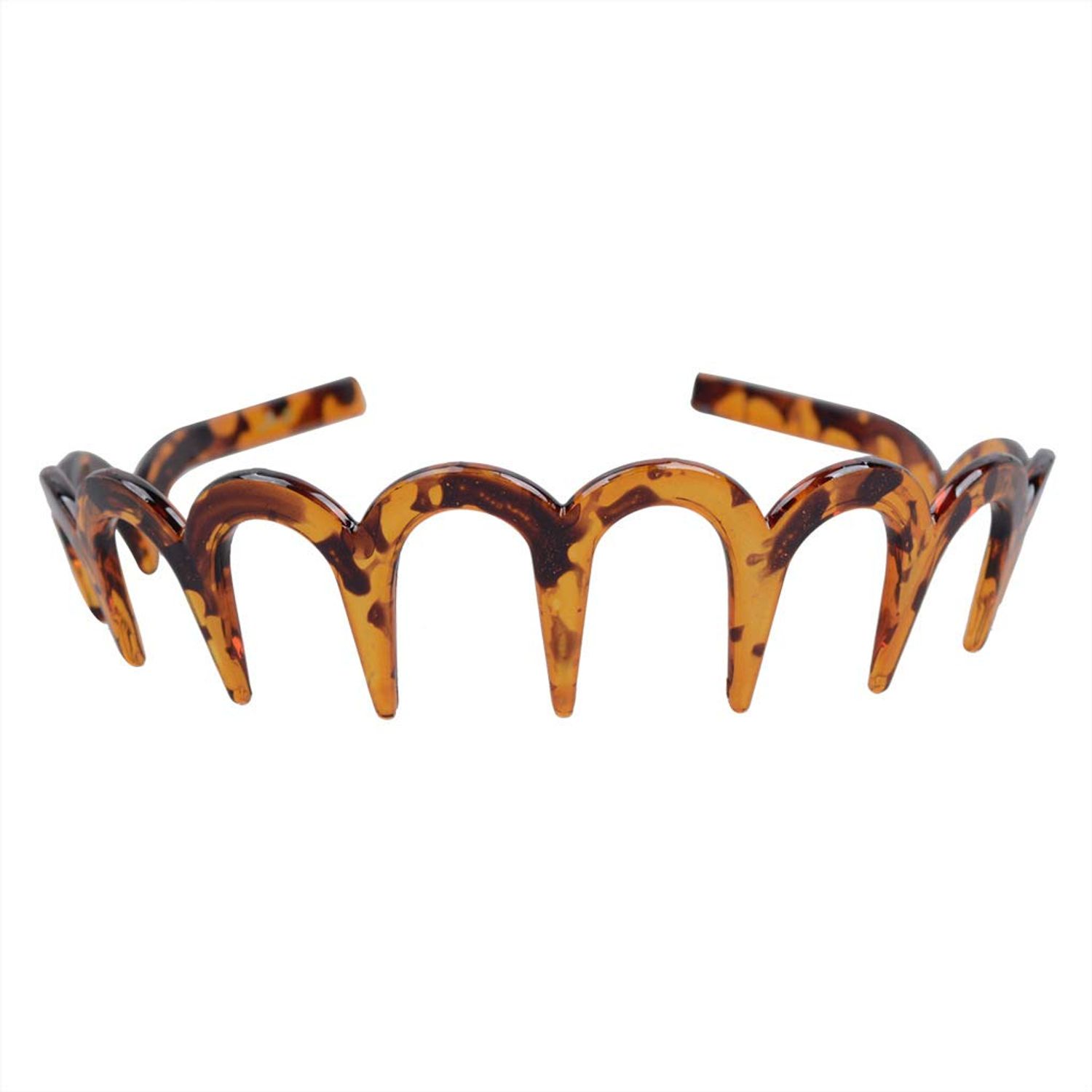 2Pcs Women Comfortable Shark Tooth Comb Headband Hair Band U Toothed Headband Lady Hair Accessory (Dark coffee color + Brown)