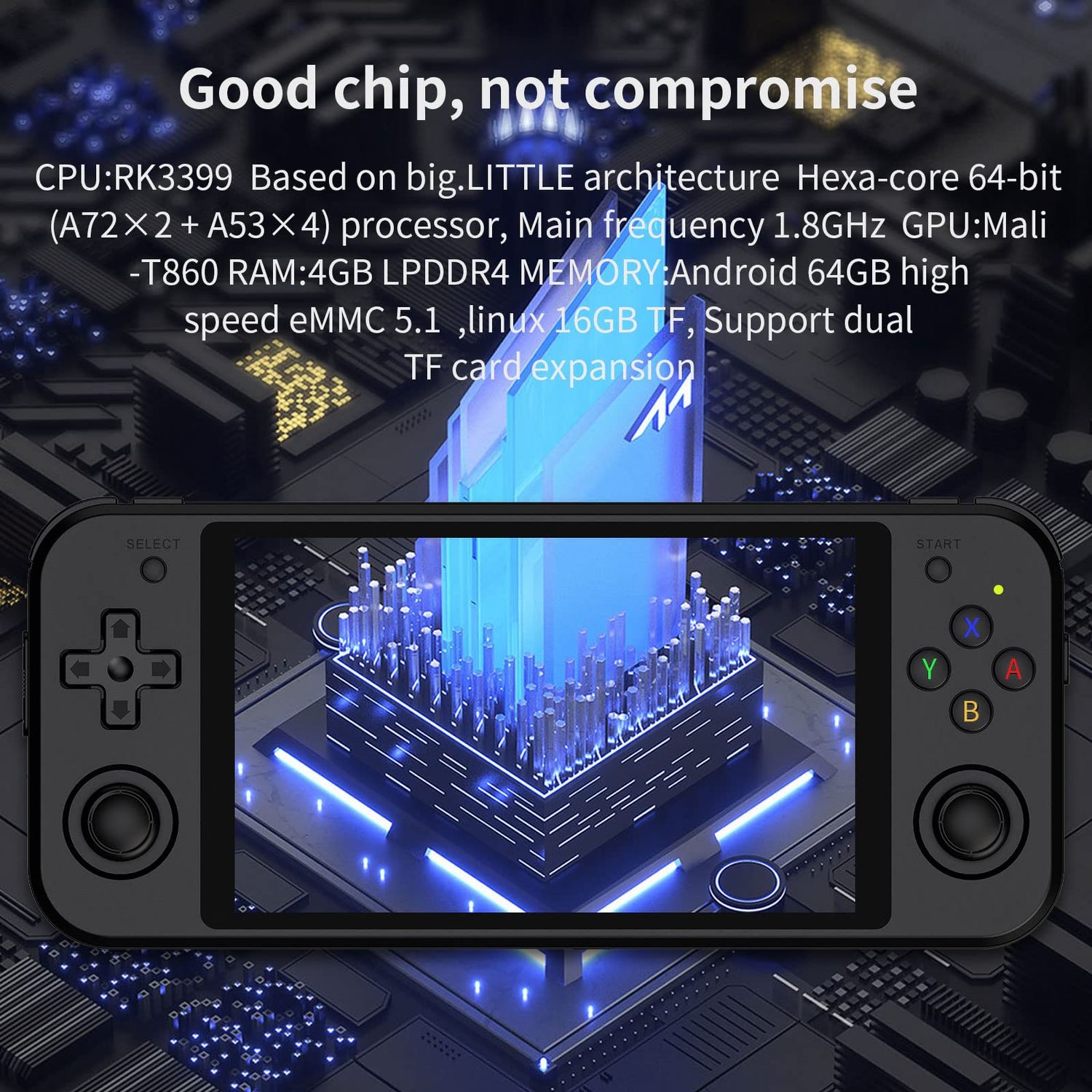 RG552 Handheld Game Console , RK3399 Chip Dual OS Linux , Android System Support HDMI / WiFi Online Games Built-in 64G SD Card 2500 Classic Games (Black)