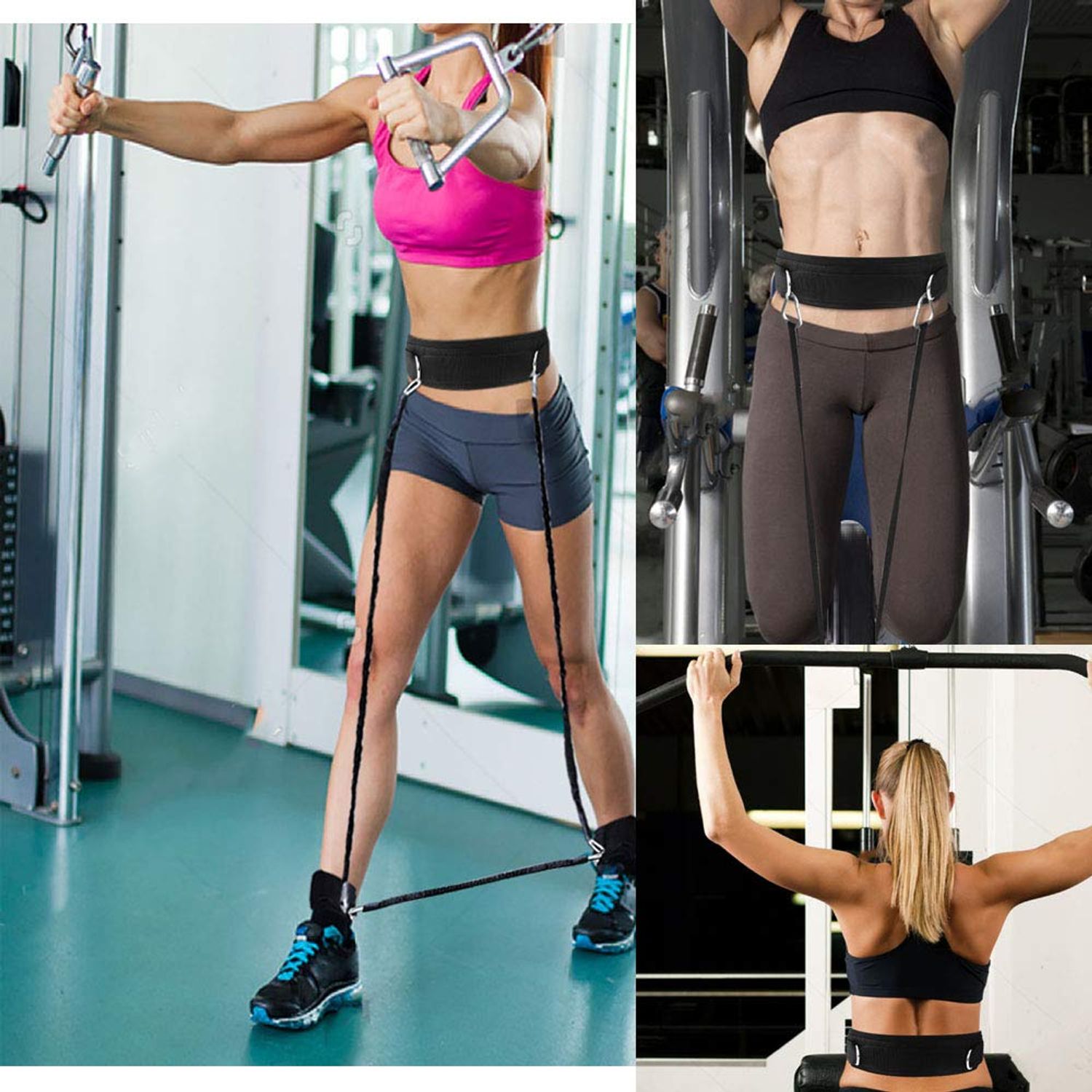 HYVAWO Waist Belt Neoprene Padded Gym Pulley Strap with Rings for Cable Machines Fitness Exercise Speed Agility Resistance Training