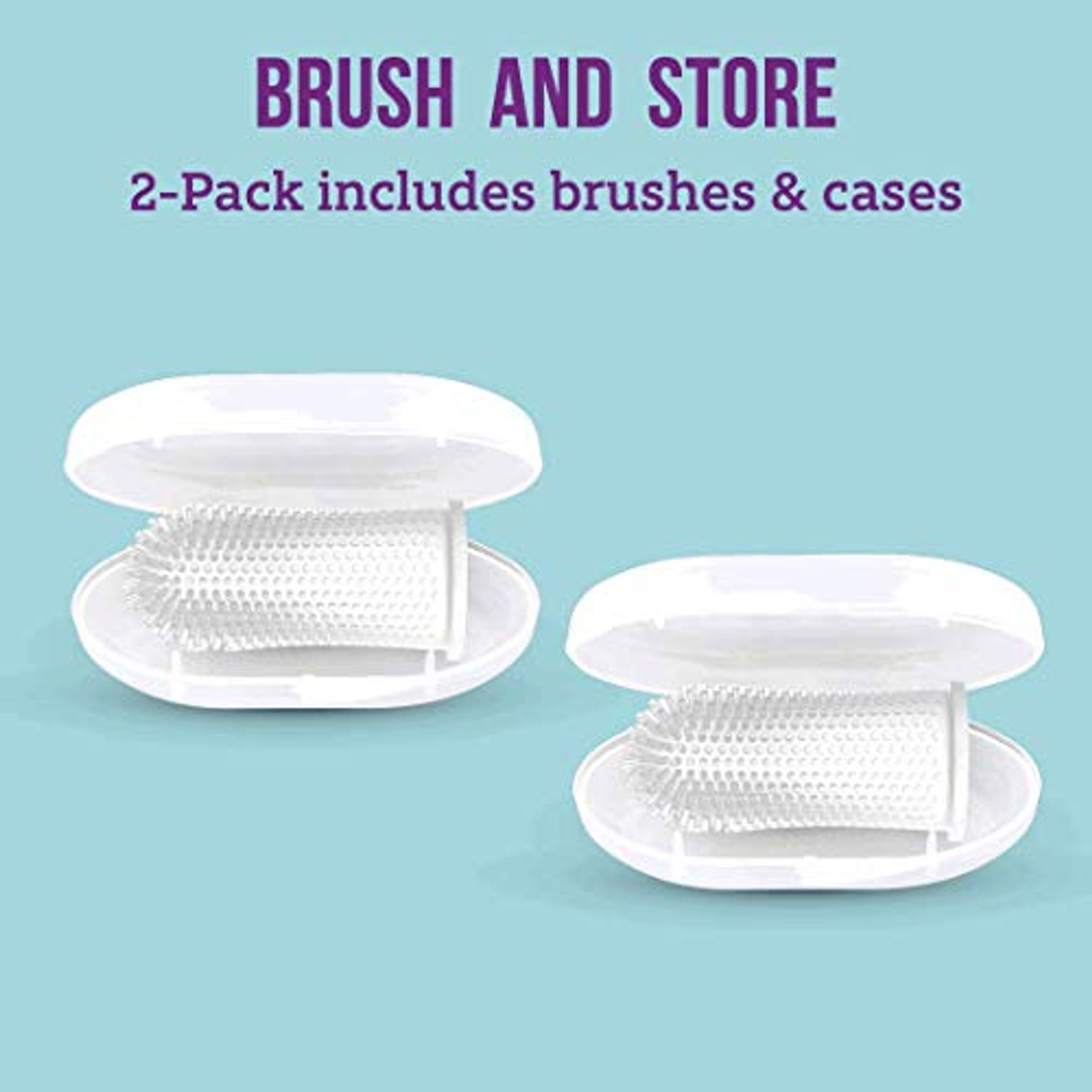 360º Bristle Silicone Baby Finger Toothbrush, 100% BPA Free for Toddlers and Infants 3 Months and Up, Full Surround Design for Teeth and Gum Cleaning; 2 Sets of Finger brushes – Clear