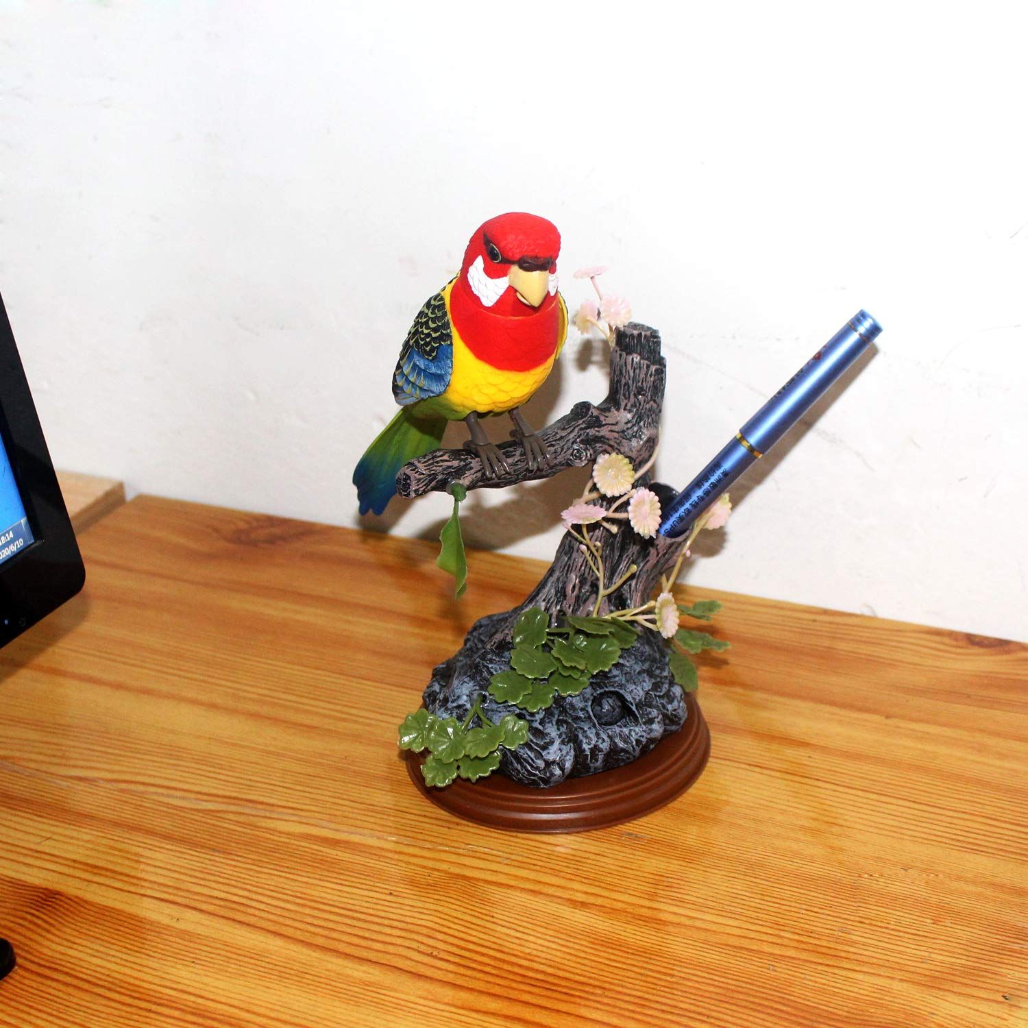 Tipmant Talking Parrots Birds Toys Electronic Animal Pets Office Home Room Decoration Recording Playback Function Kids Birthday Gifts (Single Bird)