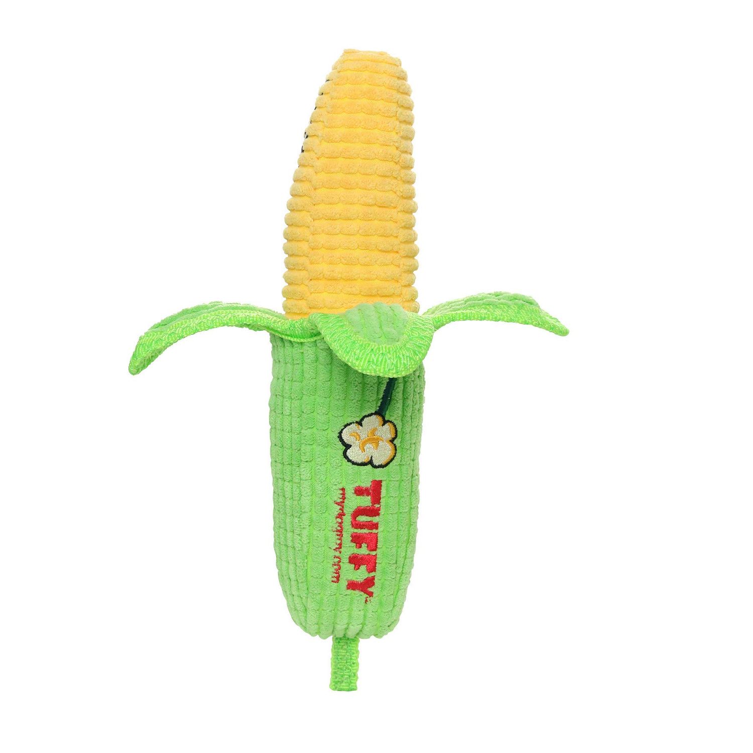 TUFFY - World's Tuffest Soft Dog Toy - Funny Food- 2-in-1 Toy -Multiple Layers. Made Durable, Strong & Tough. Interactive Play (Tug, Toss & Fetch). Machine Washable & Floats. (Corn 2 Pack)