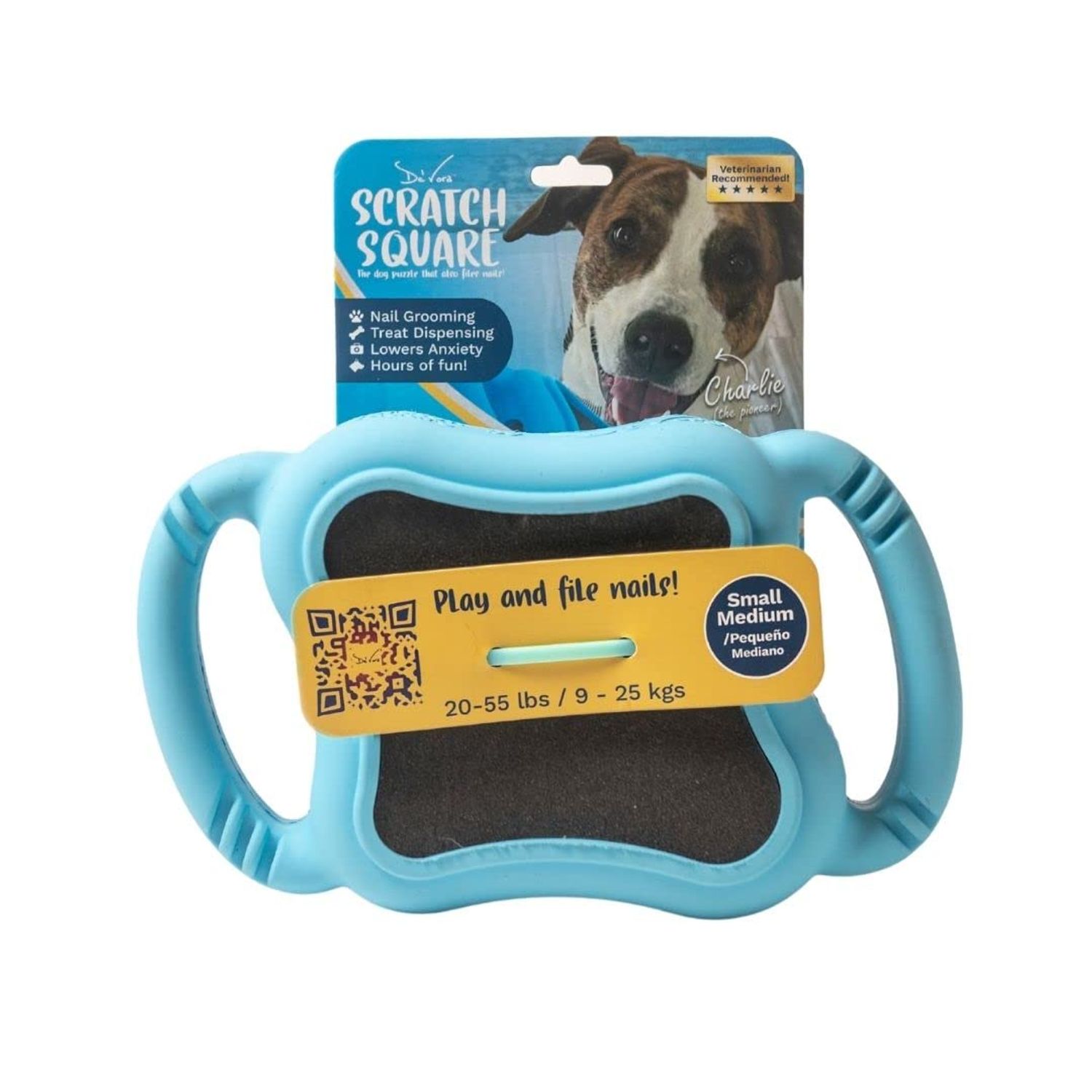 De' Vora Scratch Square - Dog Nail Scratch Board Treat Box | 5 in 1 Dog Scratch Pad for Nails | Dog Nail Scratch Board with Treat Box | Scratch Pad for Dogs Nail File | Dog Scratch Board for Nails S/M