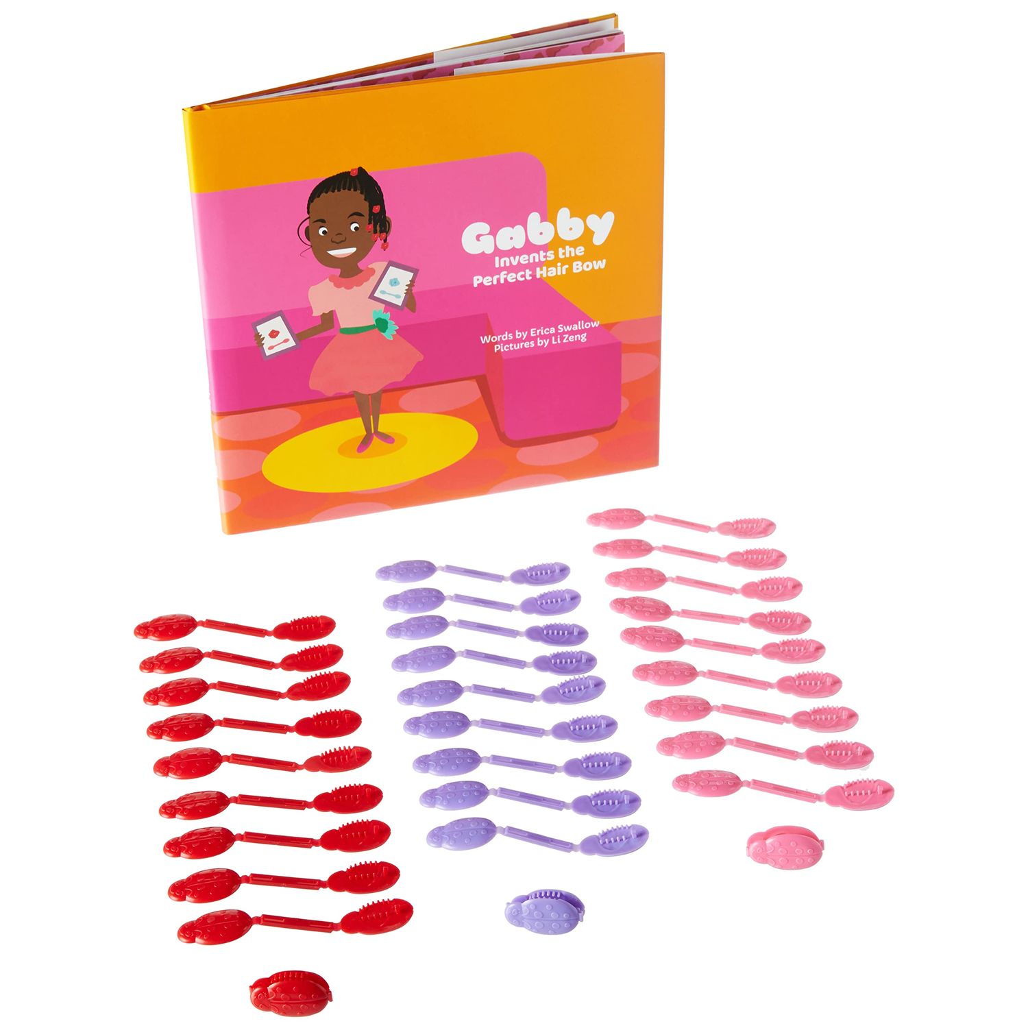 Confidence by Gabby Goodwin - Little Lady GaBBY Bows - Non-Slip Barrettes – Patented Double Sided Snap – Bows that Stay in Place and Don't Slide Out – 30 Pack – 3 Colors - Includes Children's Book
