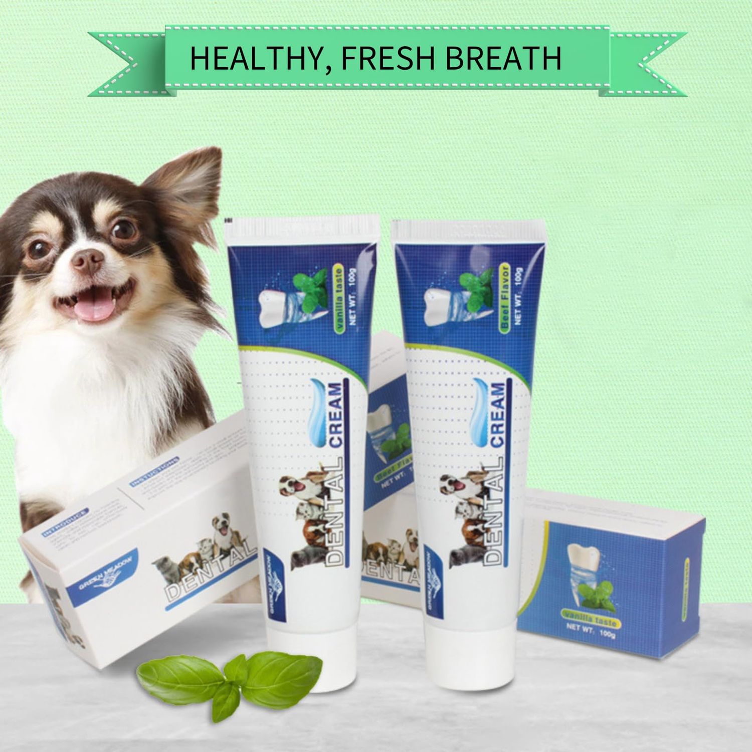 CUECOMER Cat Dog Pet Toothbrush & Toothpaste Kit,360 Degree Pet Toothbrush,Pet Teeth Cleaning kit,Reduces Plaque, Whitens Teeth, Freshens Breath