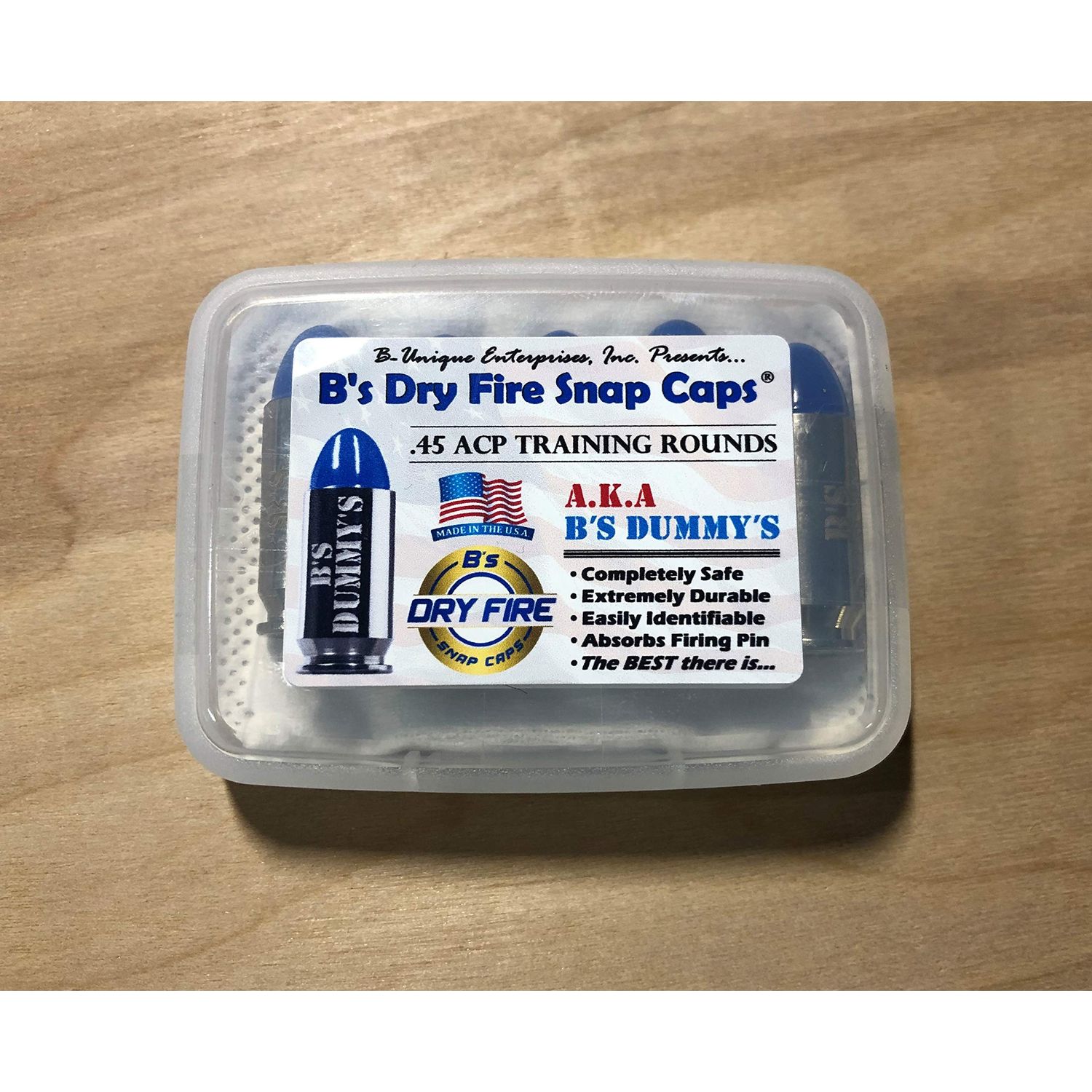 B's Dry Fire Snap Caps - Dummy .45 ACP Training Caps (5 Pack) (Blue Nickel)