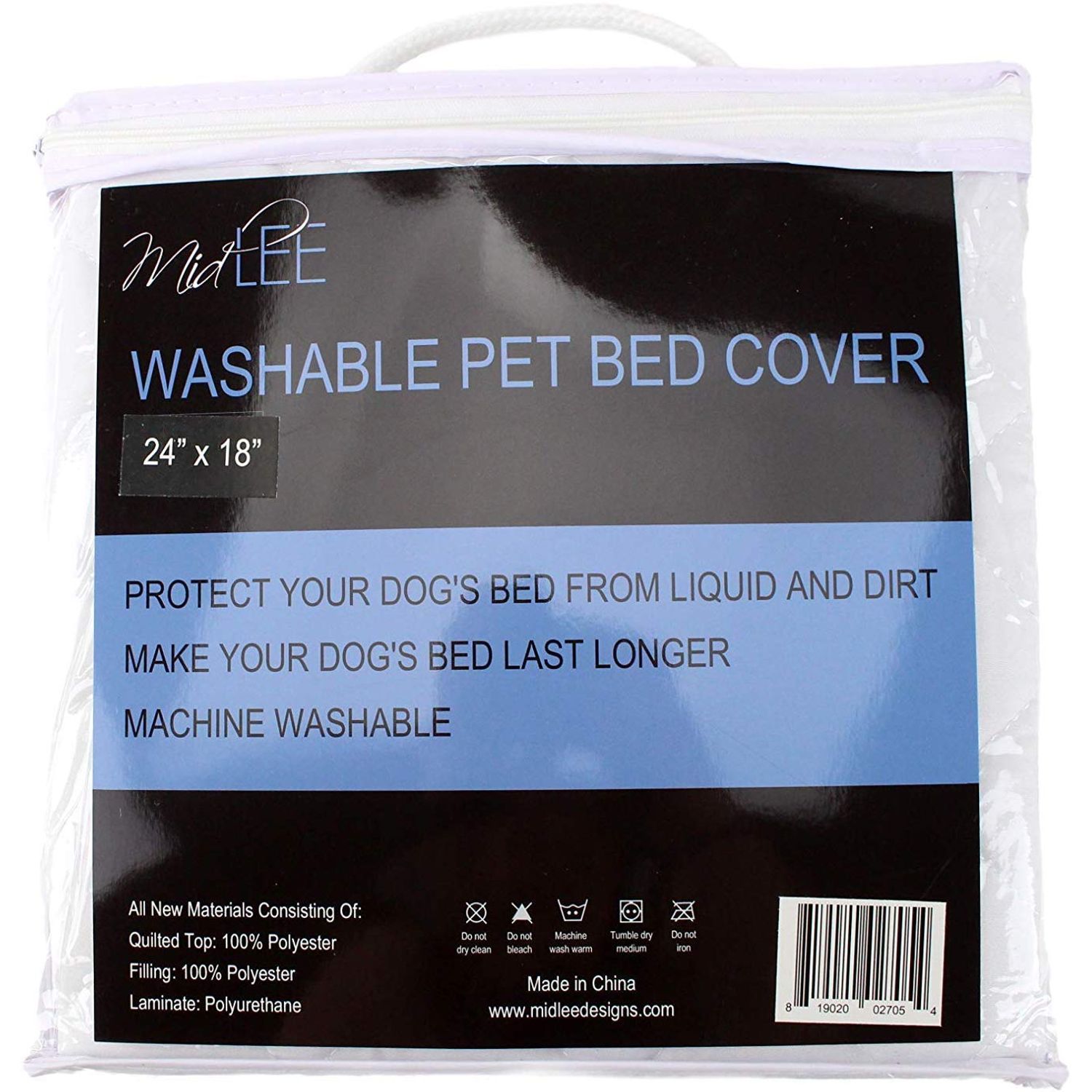Midlee Quilted Waterproof Dog Bed Cover - Mattress Protector (44" x 34")