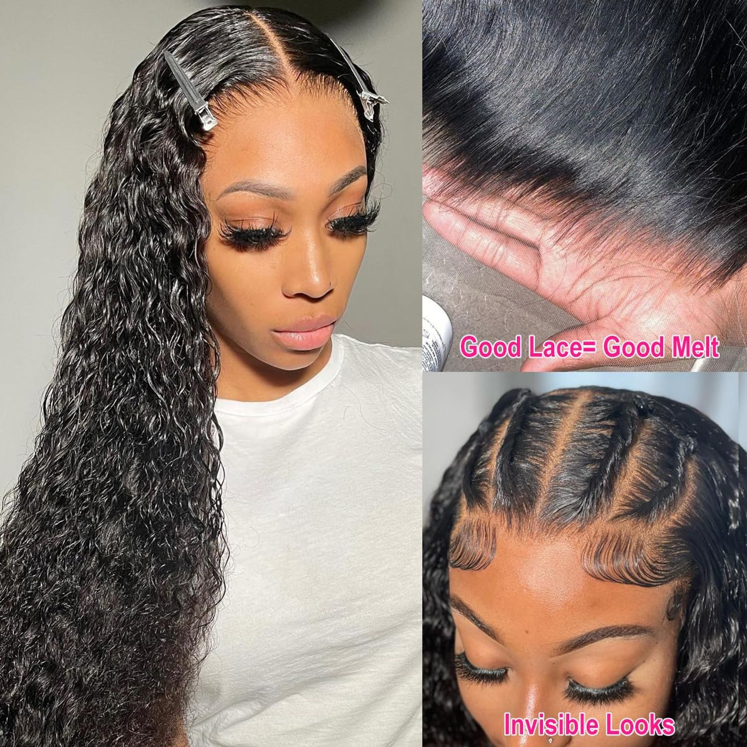 AskWish 30 Inch Lace Front Wig Human Hair Pre Plucked 13x4 Transparent HD Lace Frontal Wigs Human Hair with Baby Hair Deep Wave Lace Front Wigs Human Hair 180% Density Curly Wigs for Black Women