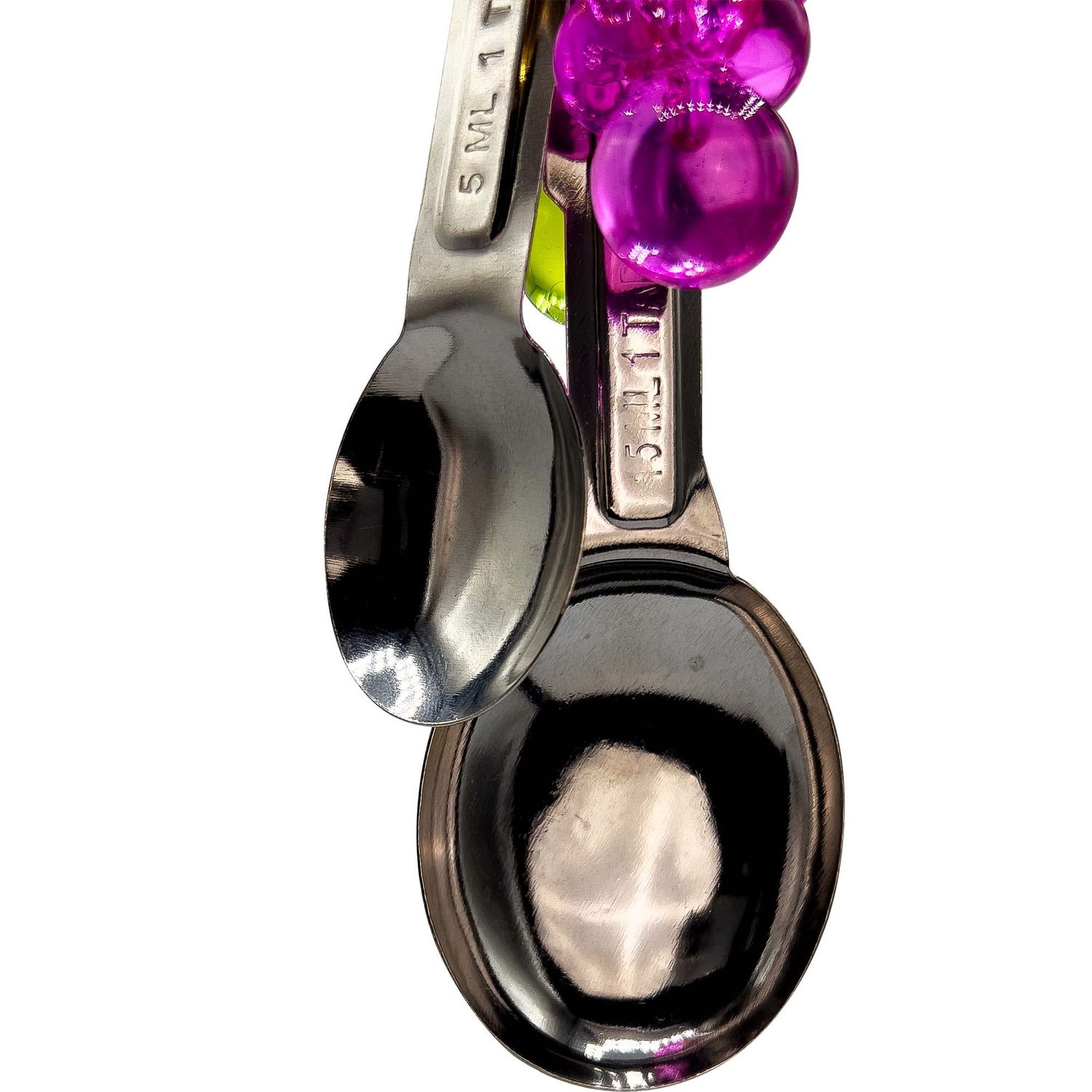 Mandarin Bird Toys 1020 Paci Spoon Beater by M&M Handcrafted Pleasantly Noisy Hanging Bird Toy, Shiny Stainless Steel Spoons, Beautiful Acrylic Pacifiers, Perfect for Small Pets Budgie Finch Canary