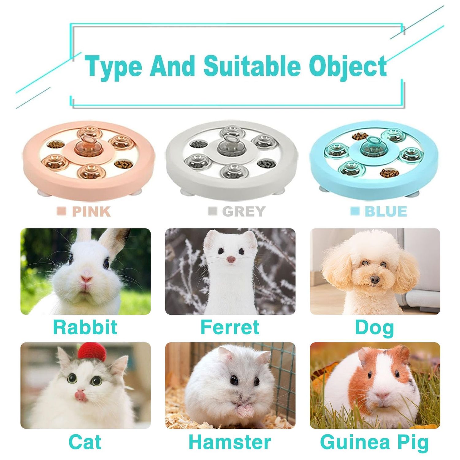kathson Bunny Enrichment Toys Rabbit Foraging Toy Small Animal Treat Dispenser Hamster Puzzle Feeder Guinea Pig Interactive Toys Mental Stimulation for Ferret Chinchila Cat Dog