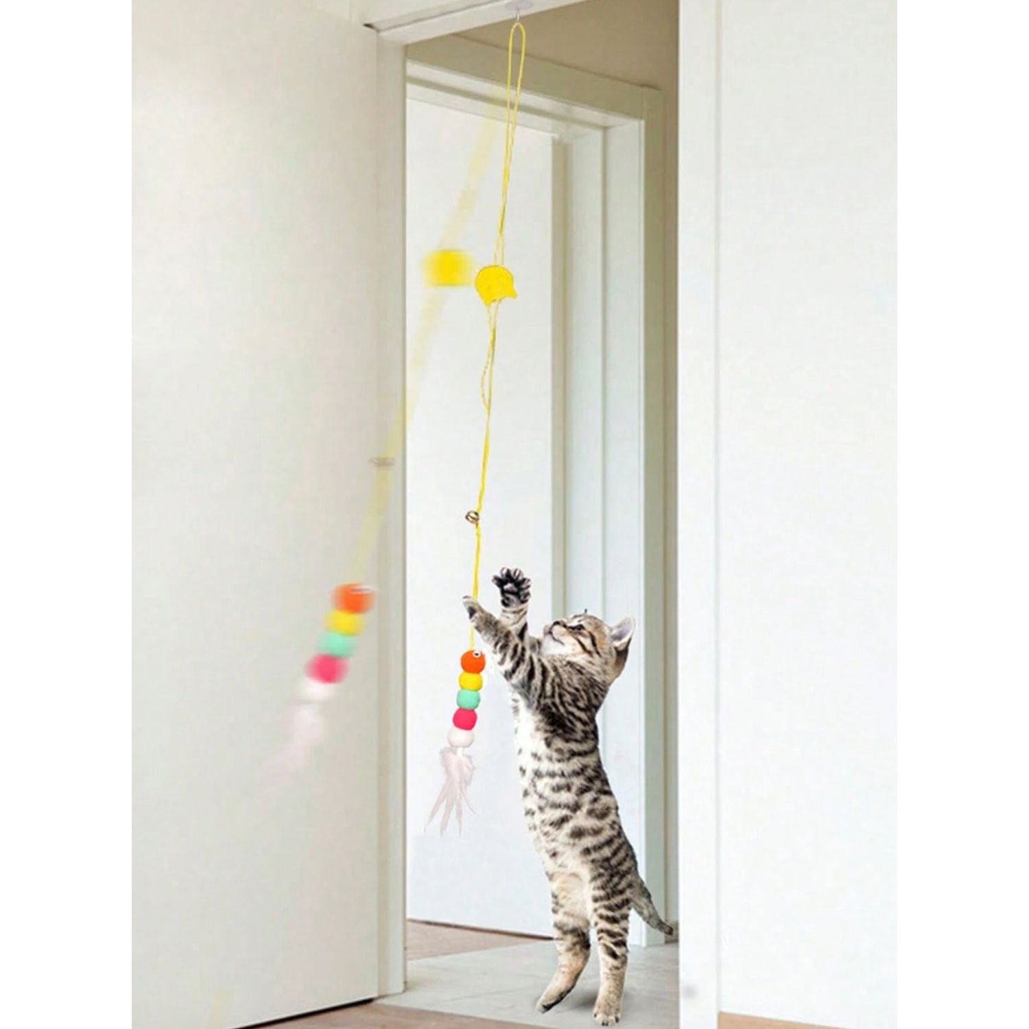 1pc Pet Cat Teaser Wand With Feathers & Fun Kitten Toy