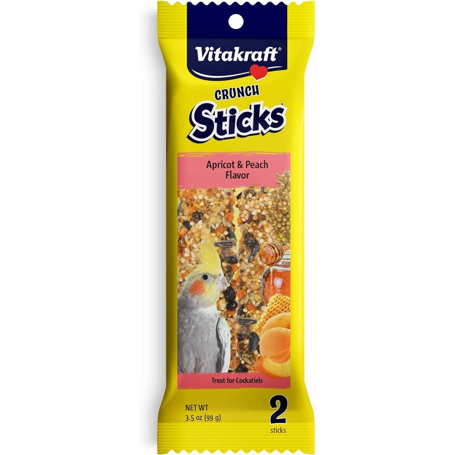 Crunch Sticks Cockatiel Treat - Apricot And Peach - Pet Bird Treat Toy