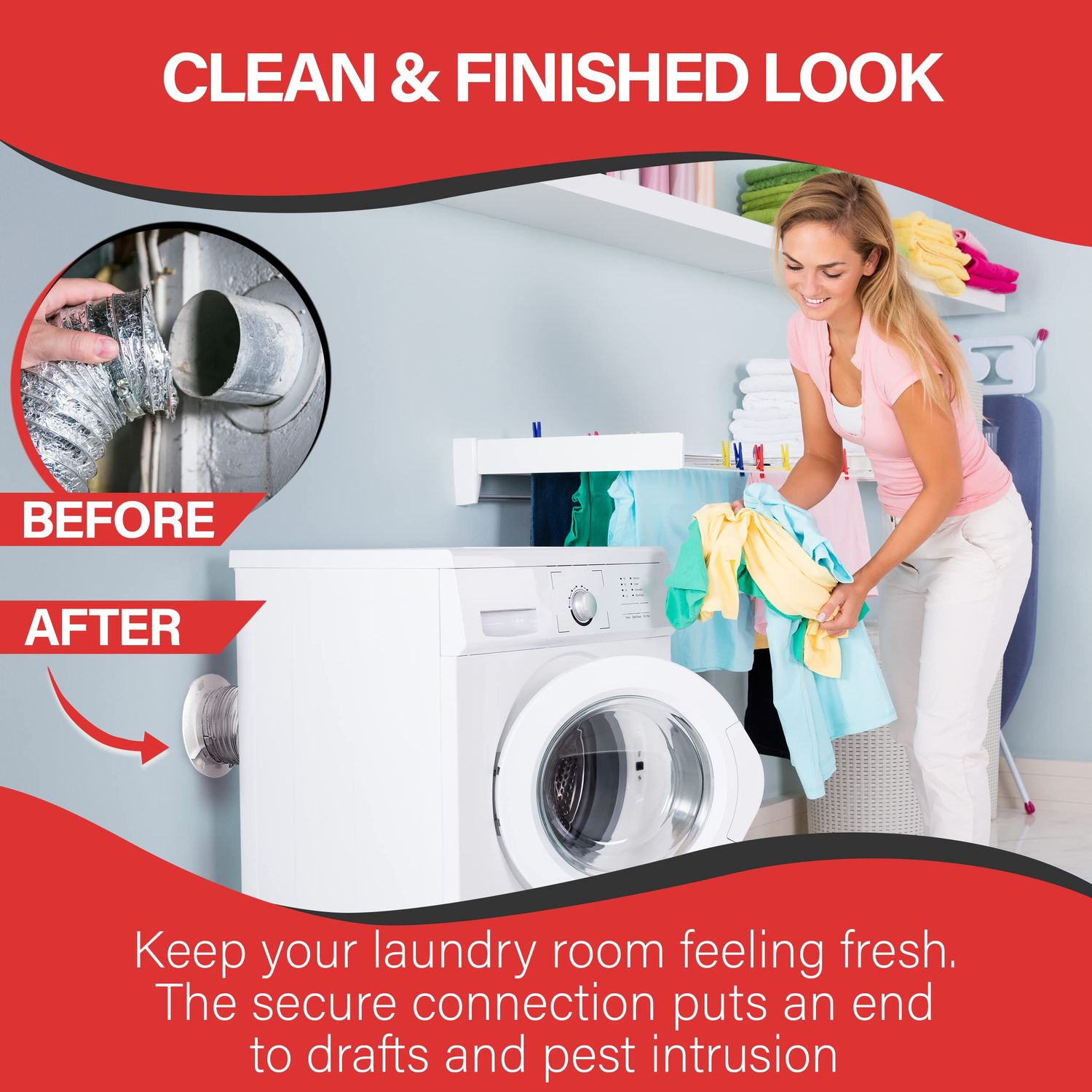 Dryer Dock The Original Dryer Vent Quick Release - Two-Piece Dryer Hose Quick-Connect, Twist & Lock Tight, Fits 4 Inch Tubes,White