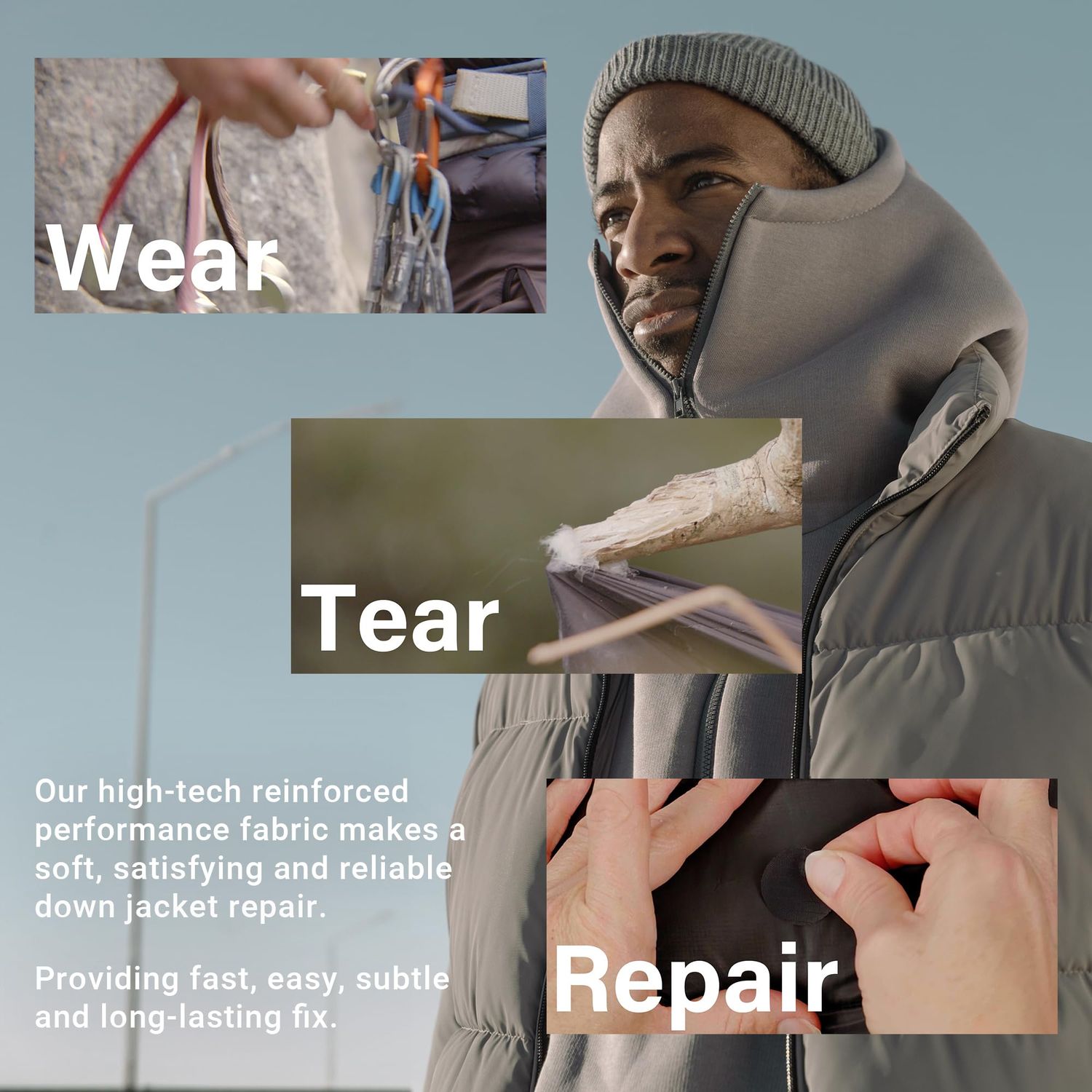 Pro-Fix Down Jacket Repair Patches Easy to Use, Pre-Cut, Self-Adhesive, Waterproof, Tear-Resistant Rip-Stop Nylon Fabric Patches for Jackets & Patches for Clothing, Down Jacket Patches - Black