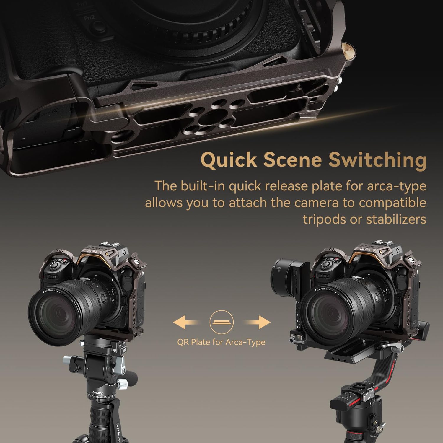 SmallRig Night Eagle Z8 Camera Cage for Nikon Z 8, Aluminum Alloy Full Cage, with Quick Release Plate for Arca-Swiss and Cold Shoe Mount for Microphone and Light - 4316