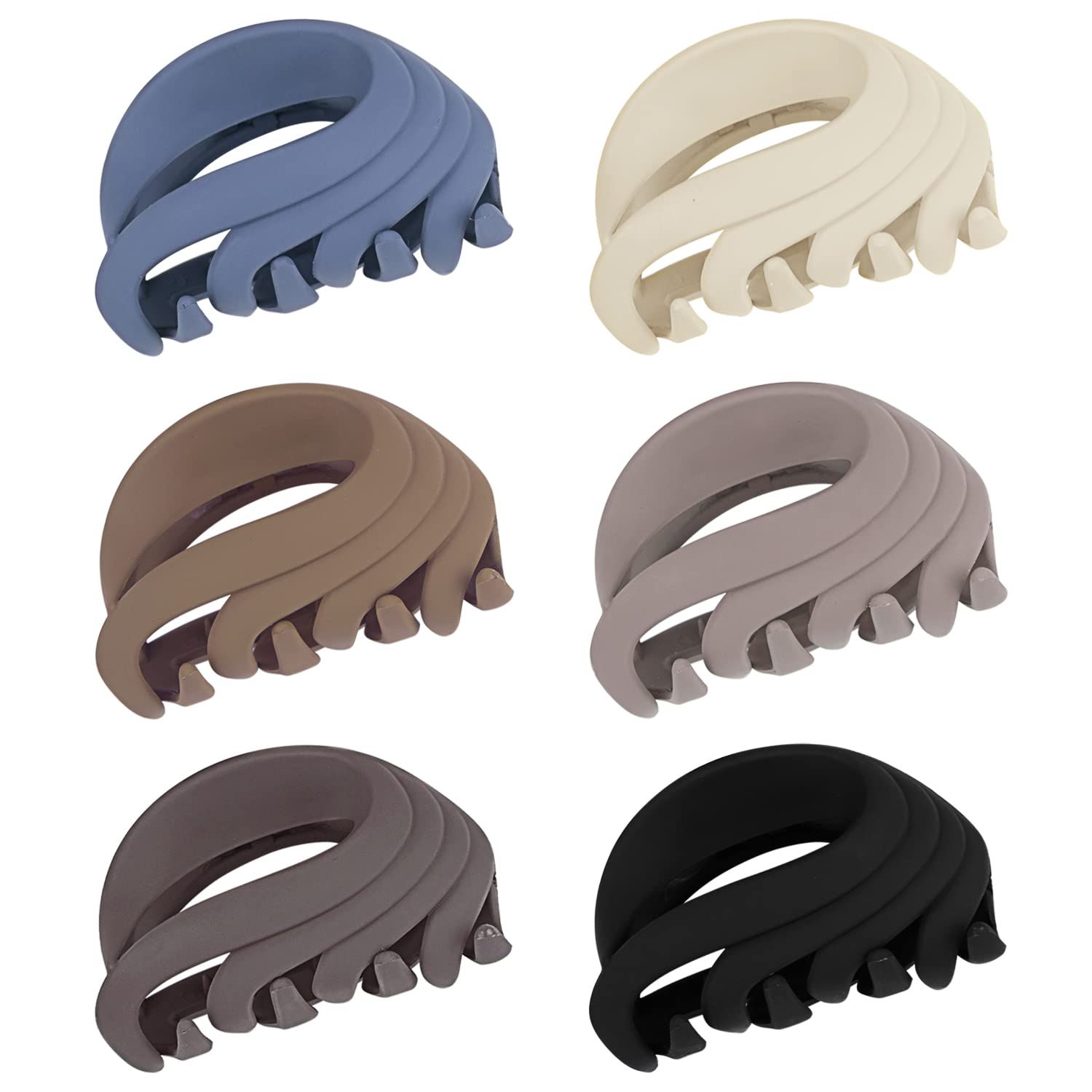 Medium Hair Claw Clips for Thin Hair, 2.6 Inch Hair Clips for Women Girls Kids, Strong Matte Flower Clips Neutral Jaw Clip for Fine Hair/Medium Thick Hair, Non Slip Hair Clamps with Gift Box (6 Packs)