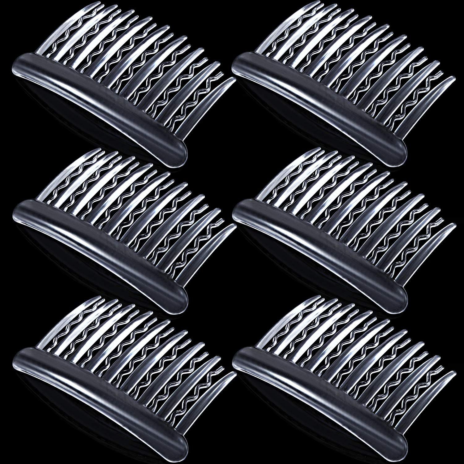 Gejoy 12 Pieces Plastic Teeth Hair Combs Tortoise Side Comb Hair Accessories for Fine Hair (Transparent)