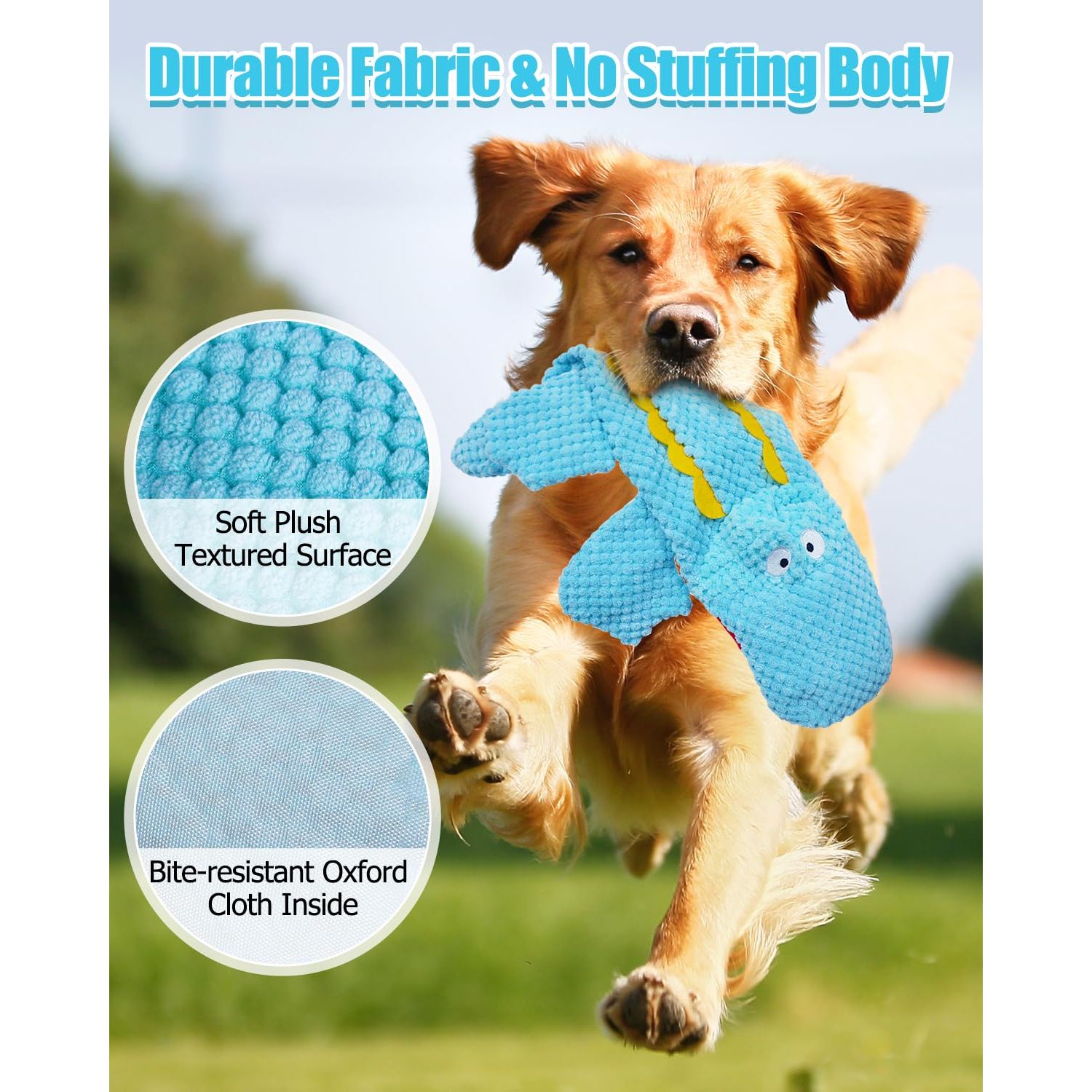 SCHITEC Squeaky Dog Toys, Crinkle Plush Water Bottle Toy with No Stuffing Body, Interactive Squawking Pet Chew Toy for Puppy Small Medium Large Dogs