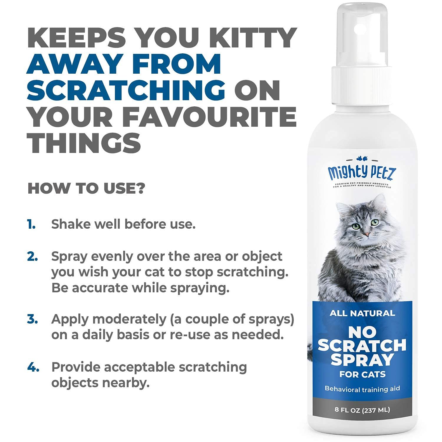 Mighty Petz Cat Deterrent Spray - Cat Indoor Repellent for Furniture, Plants, Couch Protector. Safe, Non-Toxic Anti Scratch Spray Made with Natural Ingredients: Vanilla Cinnamon, 8 oz