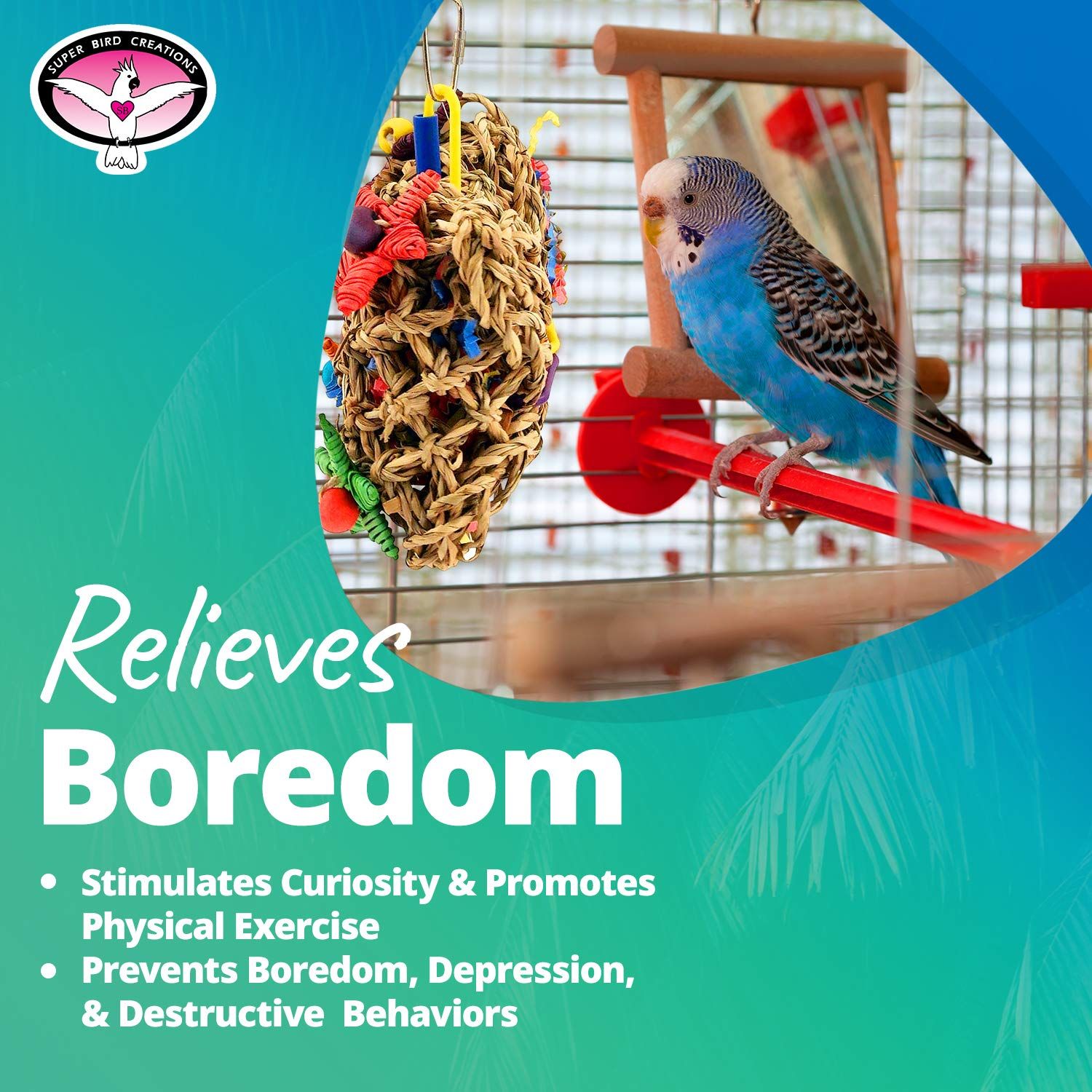 Super Bird Creations SB949 Foraging Bird Toy - Ideal for Small to Medium Birds - Fun & Entertaining Bird Toy - Pickin’ Pocket Design - Bird Safe Component - 5” x 3” x 7.5”