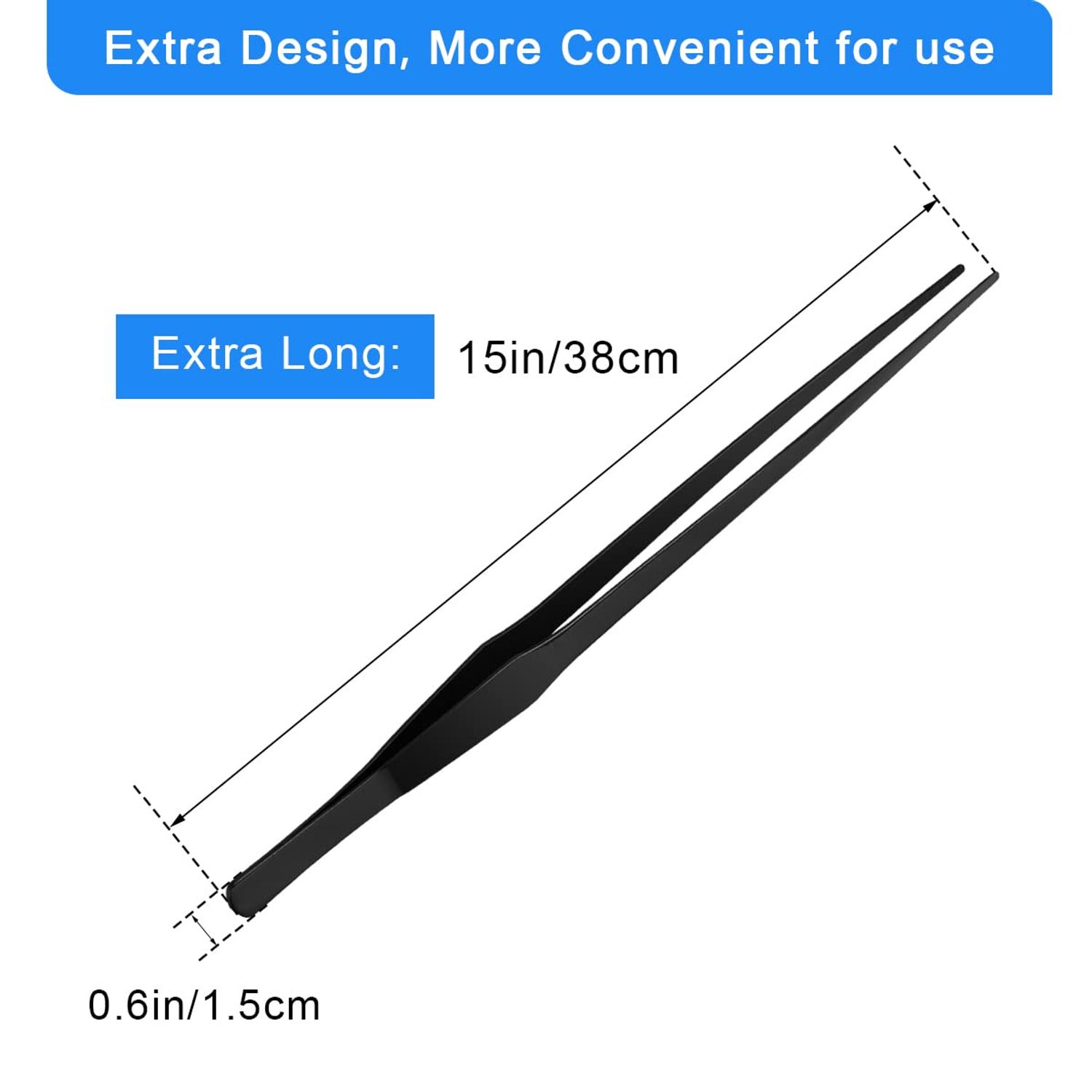 Aquarium Tweezers Extra Long 15 inches, Luxiv Stainless Steel Straight and Curved Tweezers 38cm Extra Long Tweezers for Fish Tank Plant Aquascape Tools, Feeding Tongs (15 inches, Black)