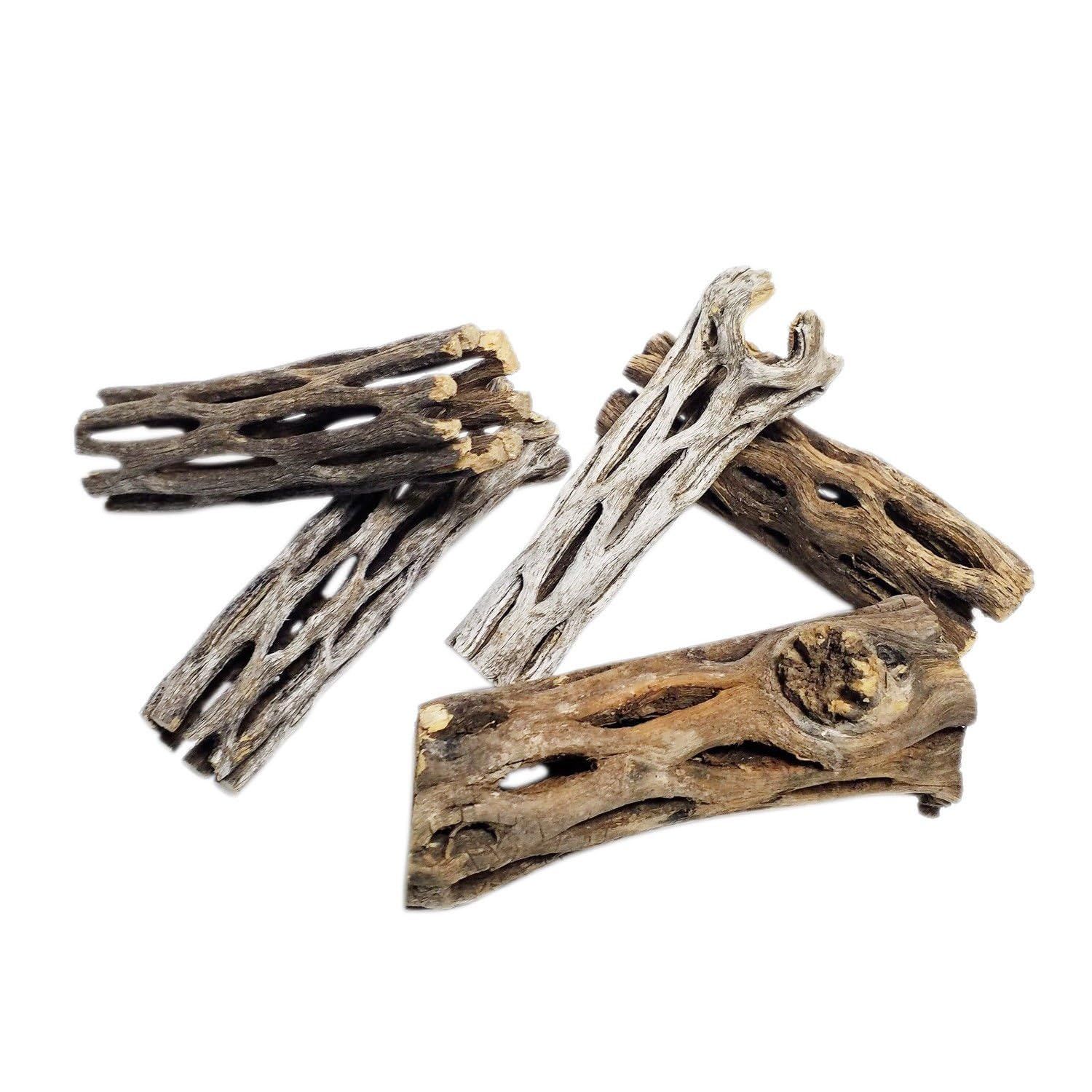 Aquatic Foods Inc. 3" Cholla Wood for Freshwater Shrimp, Crabs, Snails, Crayfish and All Aquariums Extra Tourmaline Mineral Supplement Balls Included 10 - Piece