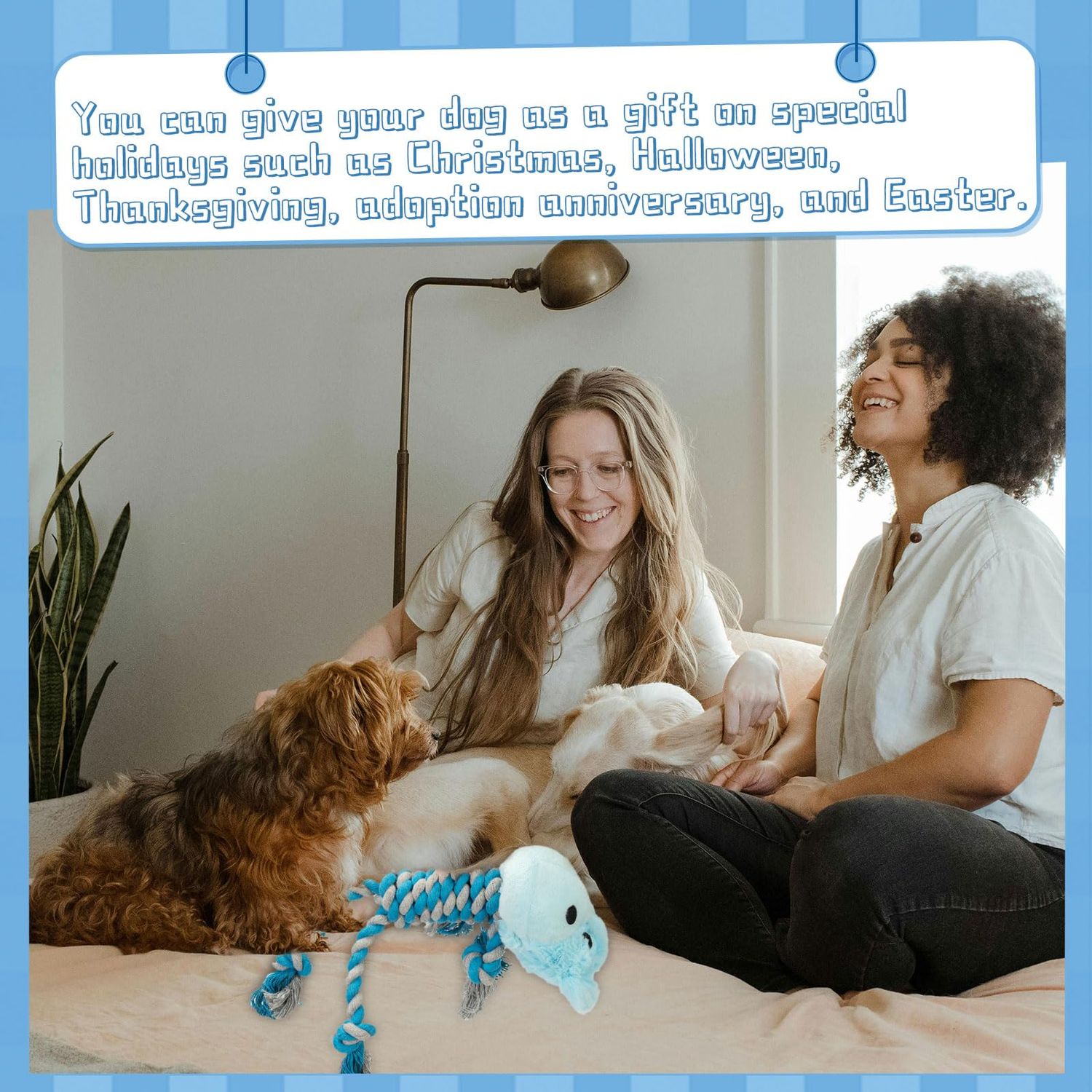 JMZDS&JL Dog Toys, Tough Dog Toys for Puppies and Small-Medium Dogs, Tug of War Dog Toy, Plush Stuffed Animals for Dogs, Rope Dog Toys for Teething and Chewing Fun.(Hippo)