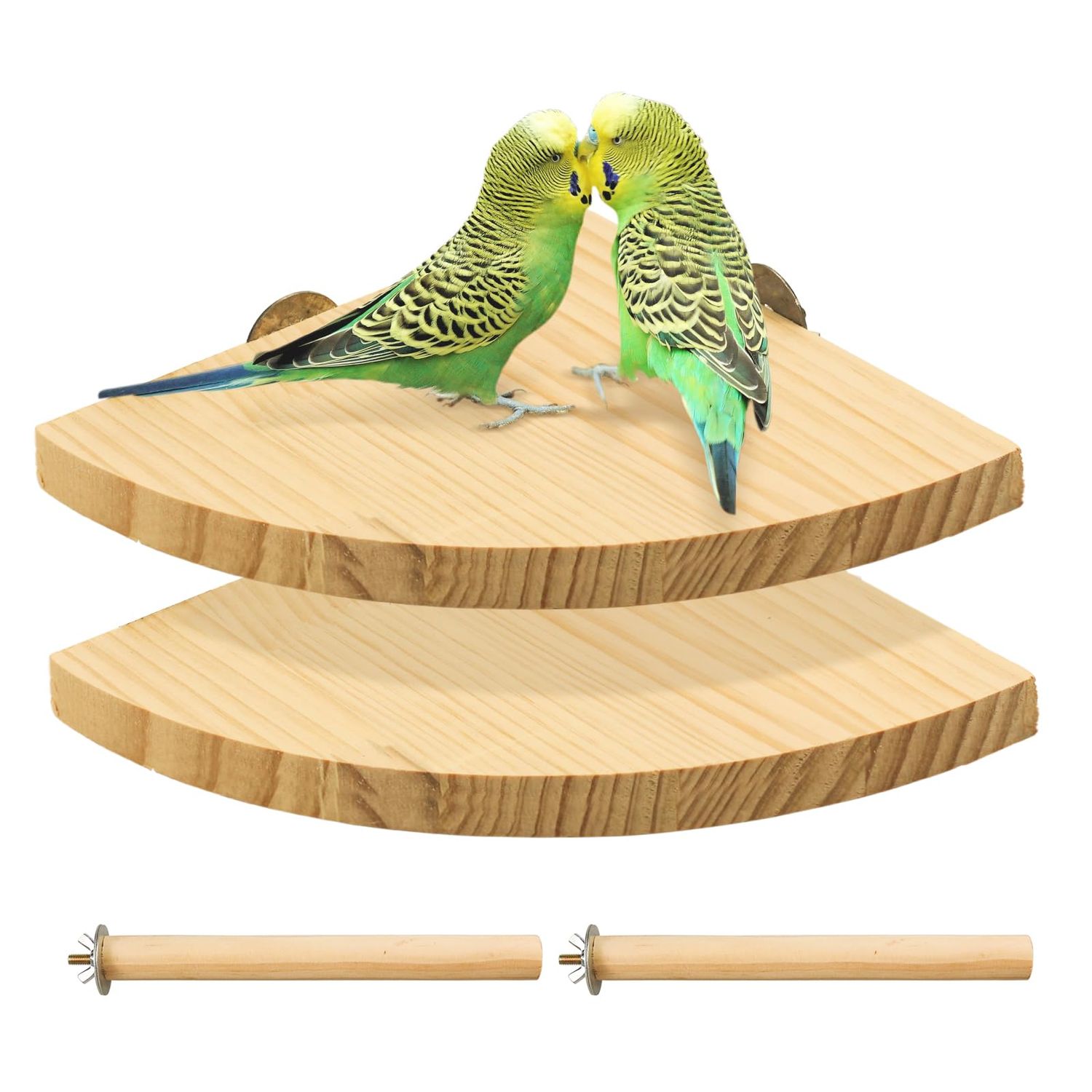 2 Pack Bird Perch Platform, Parrot Stand Sector Playground Wood Perch Stand Toy Cage Accessories Exercise Toy for Parakeet Conure Cockatiel Budgie Gerbil Rat Mouse Chinchilla Hamster(Set 3)