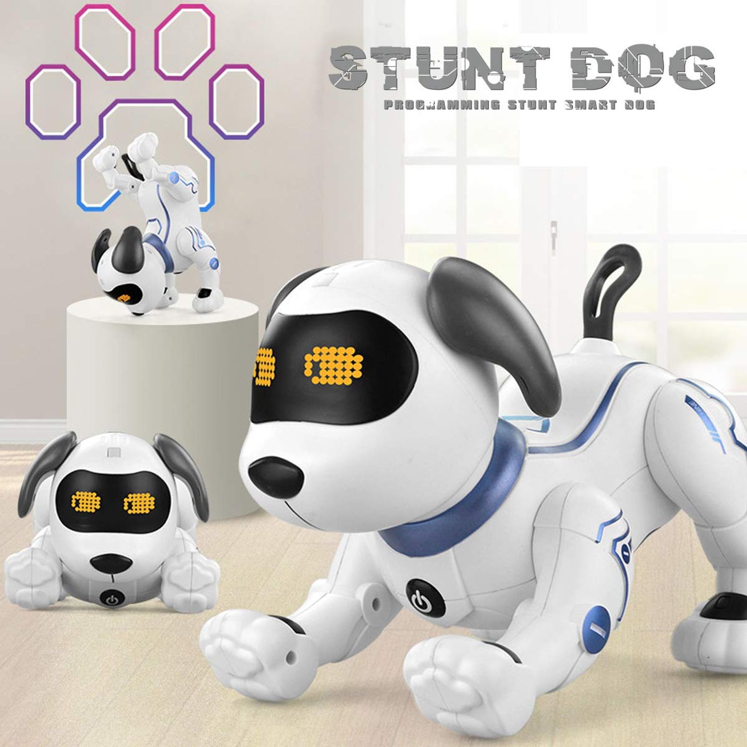 Fisca RC Robot Dog Toy - Voice Control Electronic Stunt Puppy for Kids 6-10 Years Old
