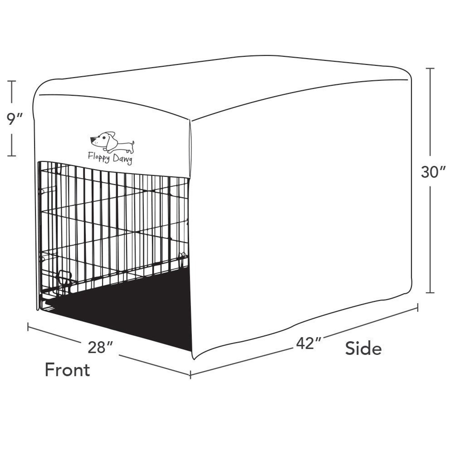 Floppy Dawg Crate Cover. Fits 42 Inch Dog Crates or Smaller. Easy to Put On, Take Off, and Adjust. Doubles as a Comfy Blanket. Slate Gray Lightweight and Breathable Polar Fleece