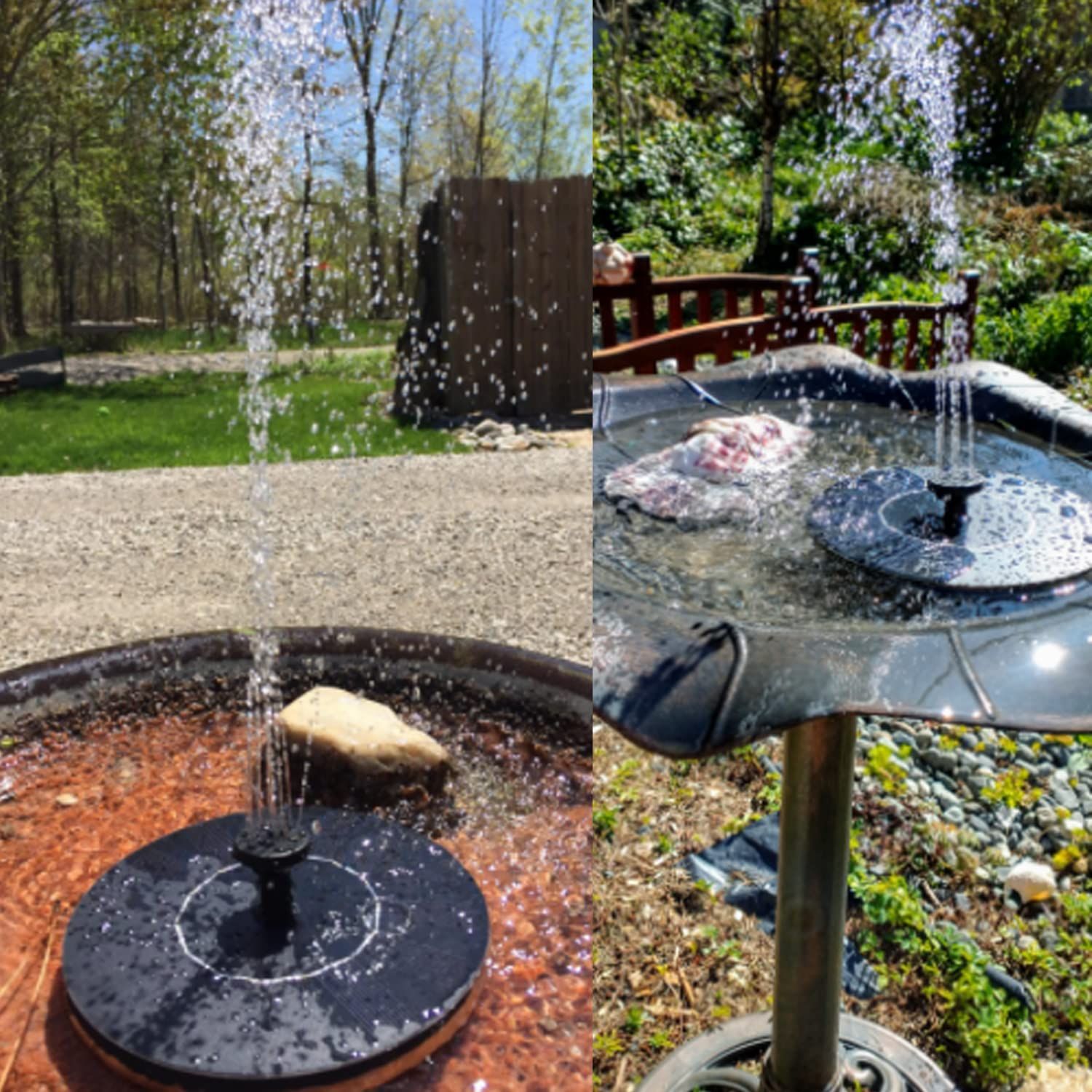 Solar Fountain, Solar Powered Bird Bath Fountain Pump with 4 Nozzles 1.4W Solar Panel Kit, Outdoor Watering Submersible Pump for Pond, Pool, Garden, Fish Tank