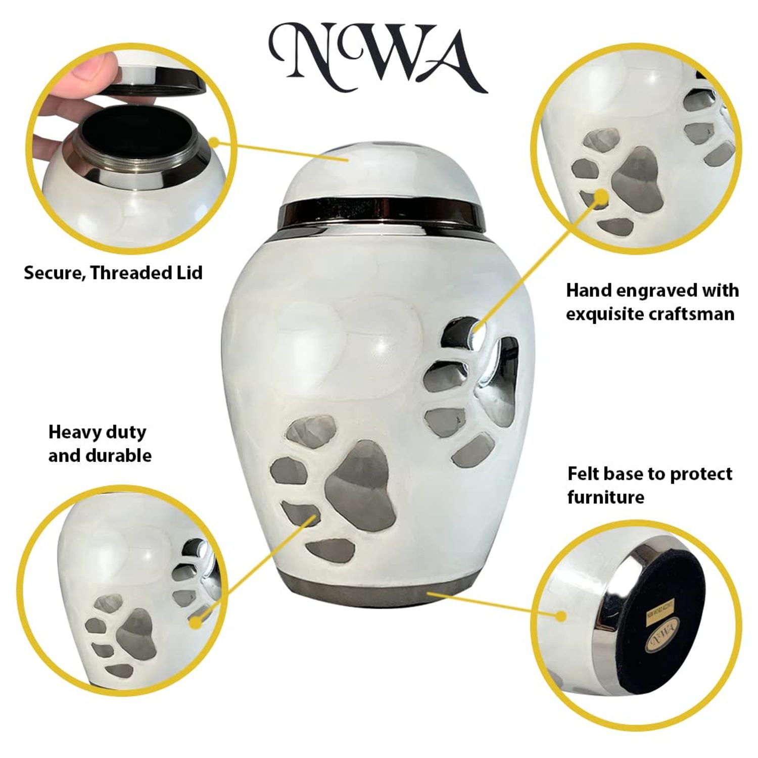NWA Custom Engraved Small Paw Cremation Pet Urn