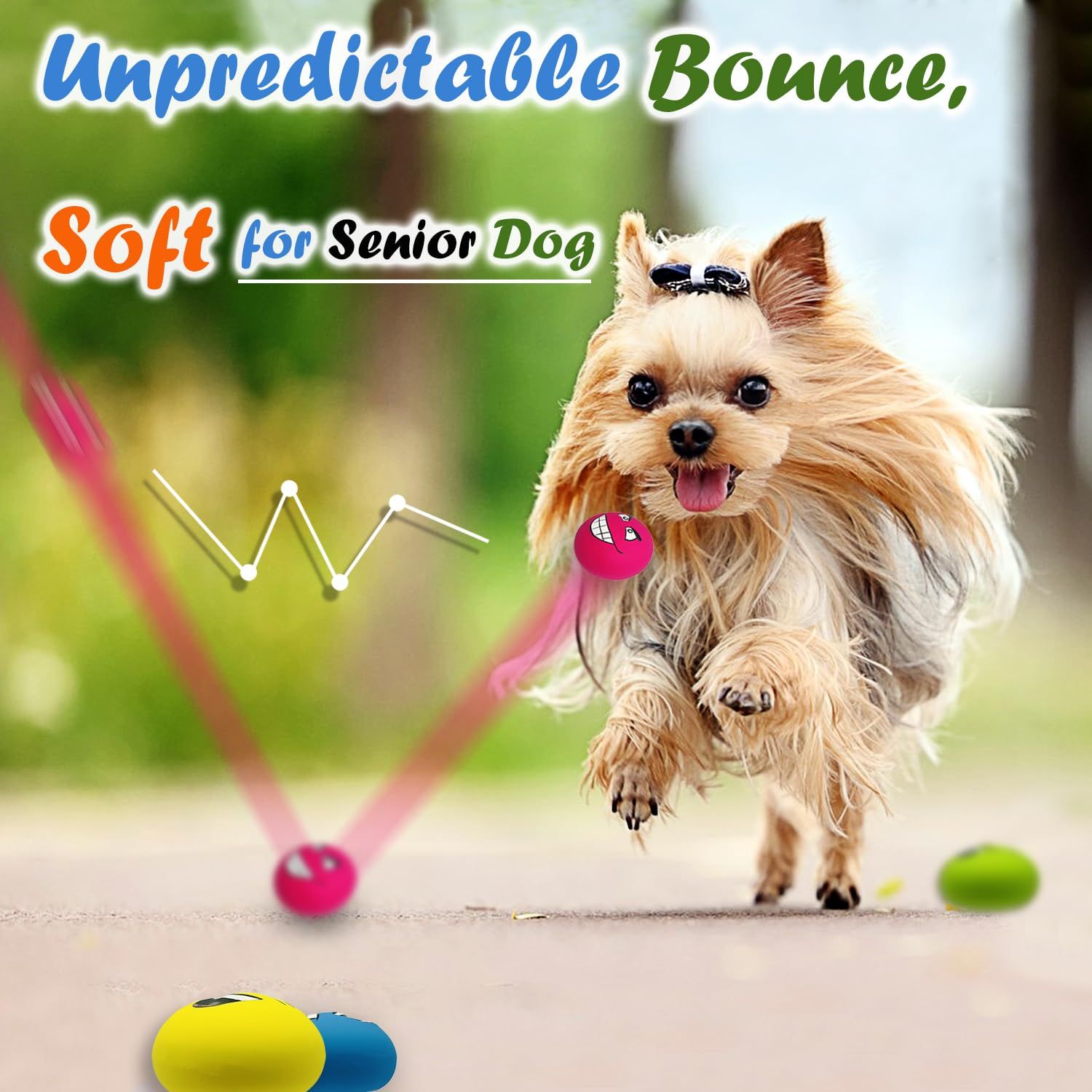UTOMING Small Squeaky Dog Toys for Small Dogs Toys, Soft Latex Small Dog Squeaky Toys, Flat Squeaky Dog Balls for Small Breeds, Smile Face Puppy Squeaky Toys 6PCS