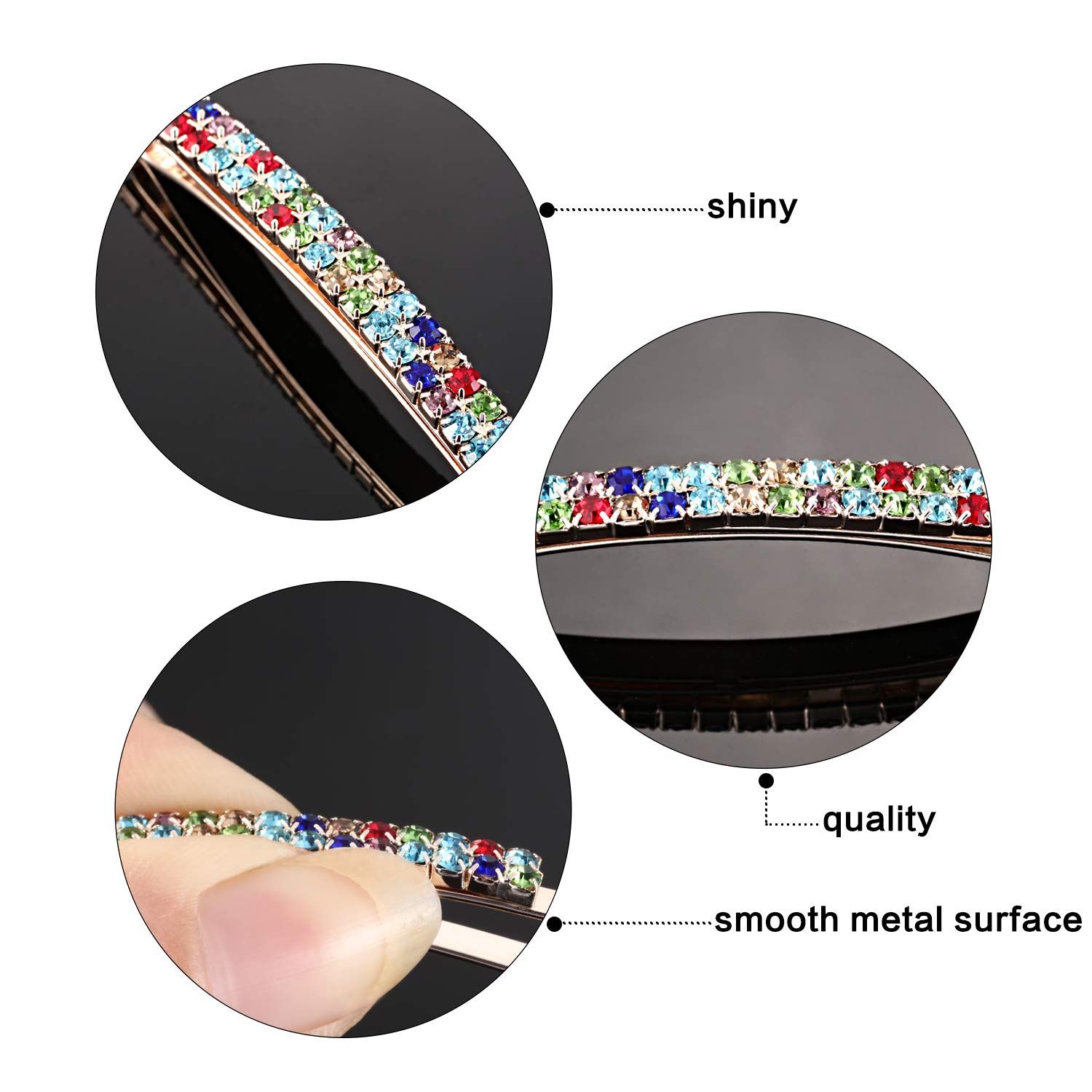 16 Pieces Rhinestone Crystal Bobby Pins Double Row Rhinestone Hair Barrette Clip Metal Hair Pins for Women Girls