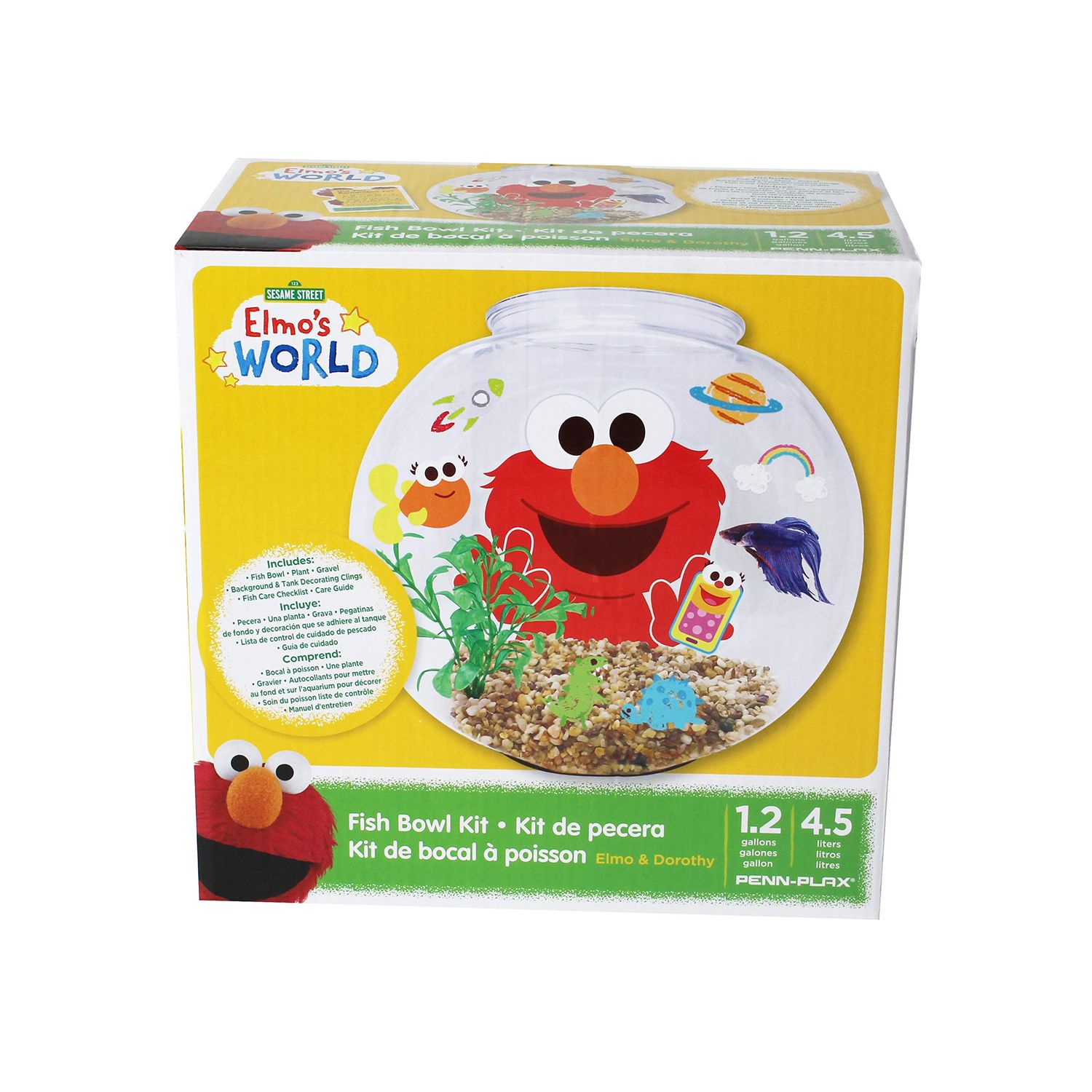 Penn-Plax Officially Licensed Sesame Street Elmo’s World Fish Bowl Kit – Great Way to Teach Young Beginners How to Maintain and Take Care of an Aquarium