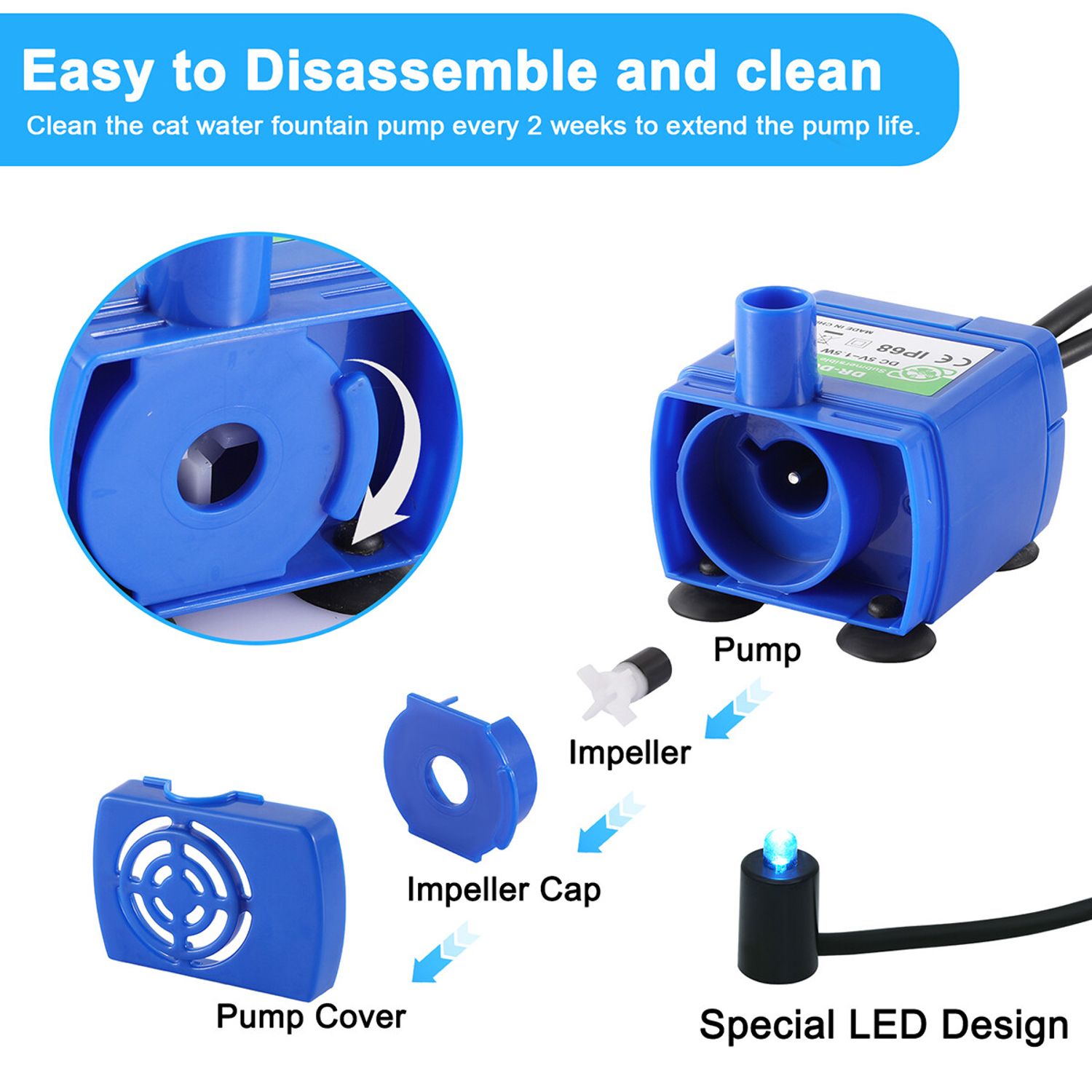 Pet Fountain Pump Replacement Cat Water Fountain Pump for Flower Fountain Automa