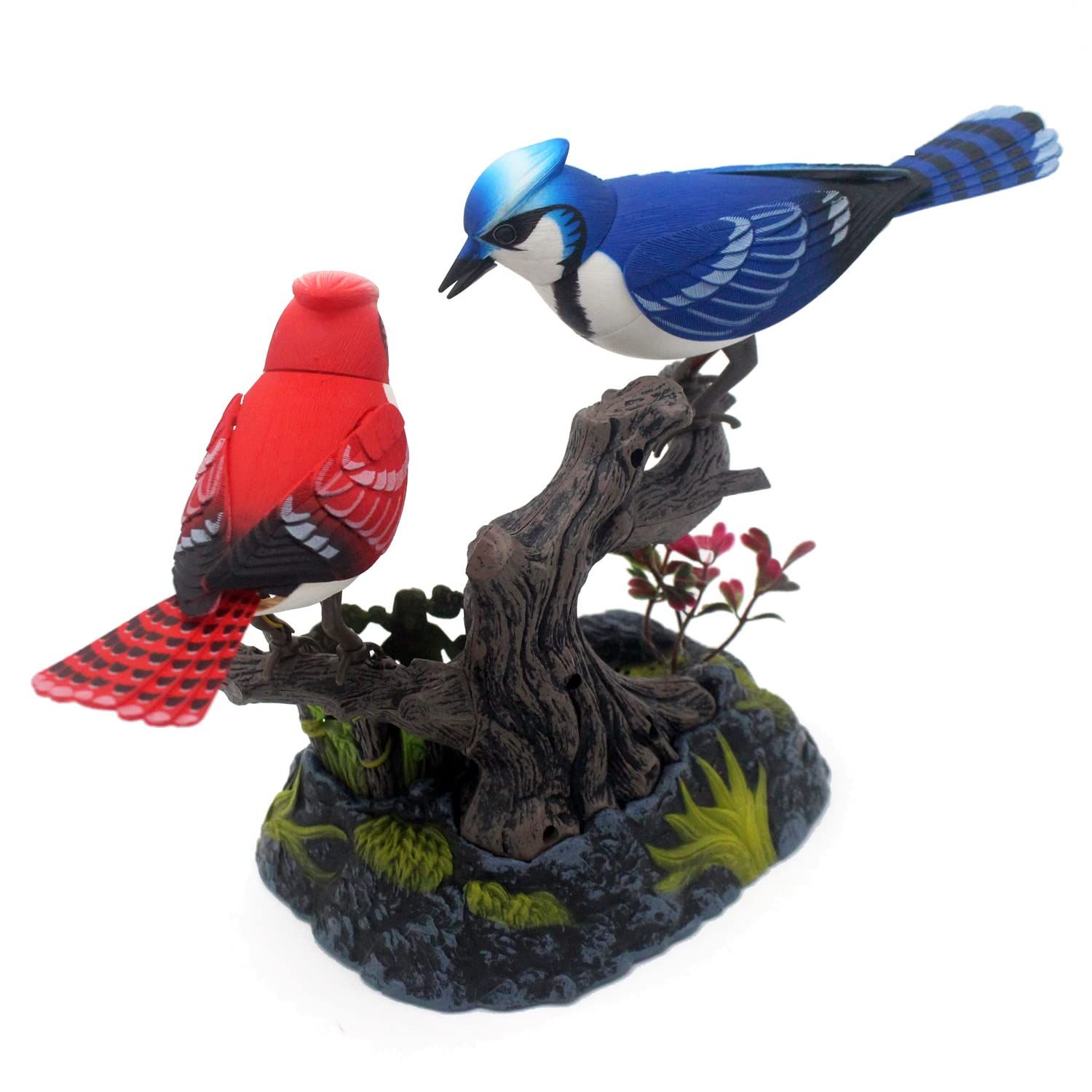 Tipmant Simulation Electric Birds Toys Voice Controlled Electronic Animal Pets Realistic Pen Holders Office Home Decor Ornament Kids Birthday Gifts (Blue)