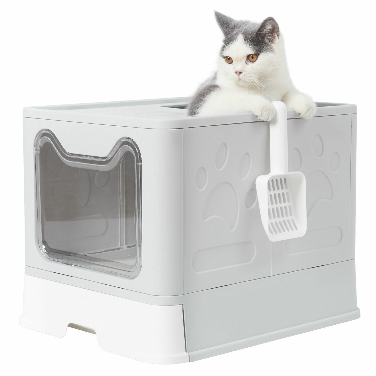 Large Pet Cats Toile Cat Litter Box Portabe Fully Enclosed Removing Double Door