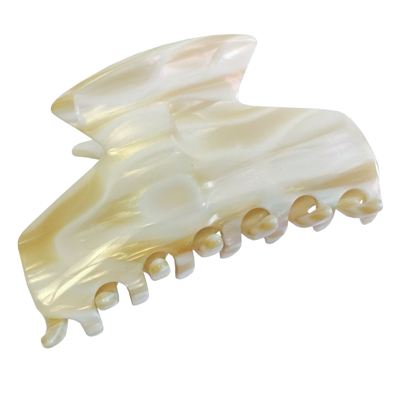 French Amie Chic Ivory Handmade Celluloid Large 3" Jaw Hair Claw Clip Clamp Clutcher Fashion Durable and Styling Hair Accessories for Women Strong Hold No Slip Grip, Made in France