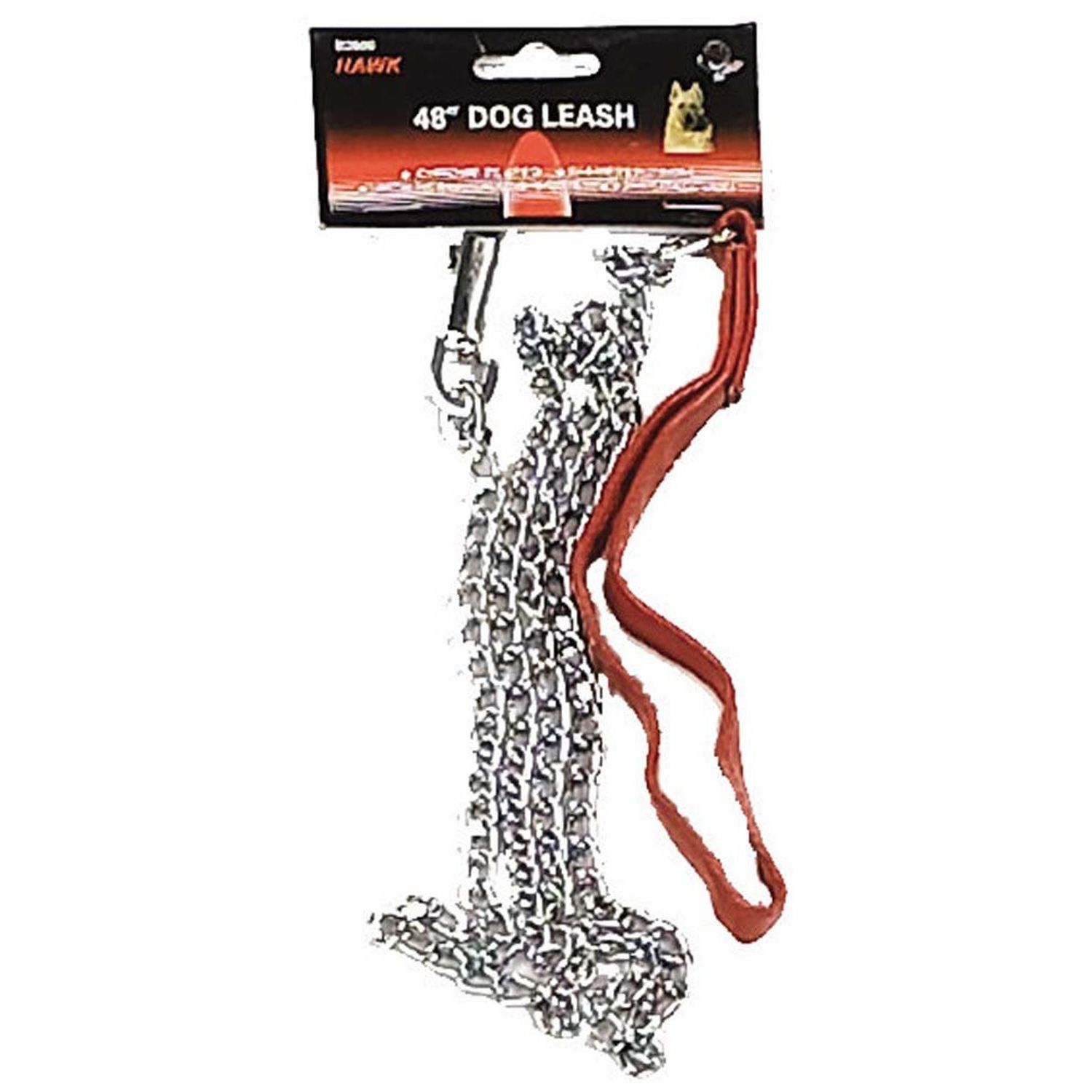 48" Brown Metal Pet Leash Chain With Swivel Hook And Comfort Grip Strap