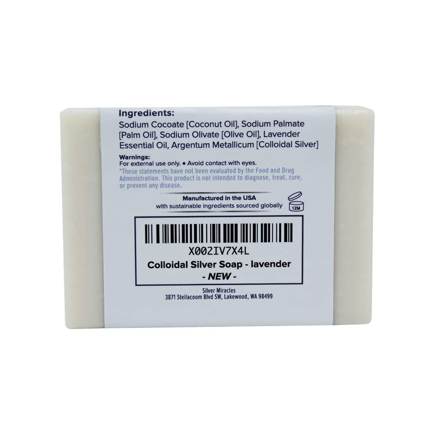 Silver Miracles Colloidal Silver Soap with Lavender essential oil