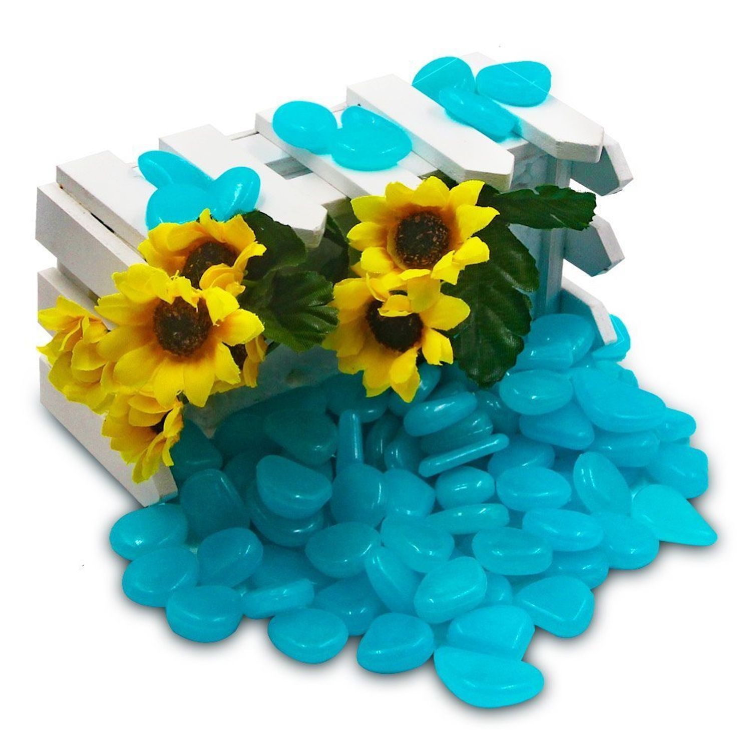 chic style 340pcs Glow in The Dark Garden Pebbles, Gardening Luminous Glow Stones Outdoor Decor Glowing Water Fish Tank Gravel (Blue)