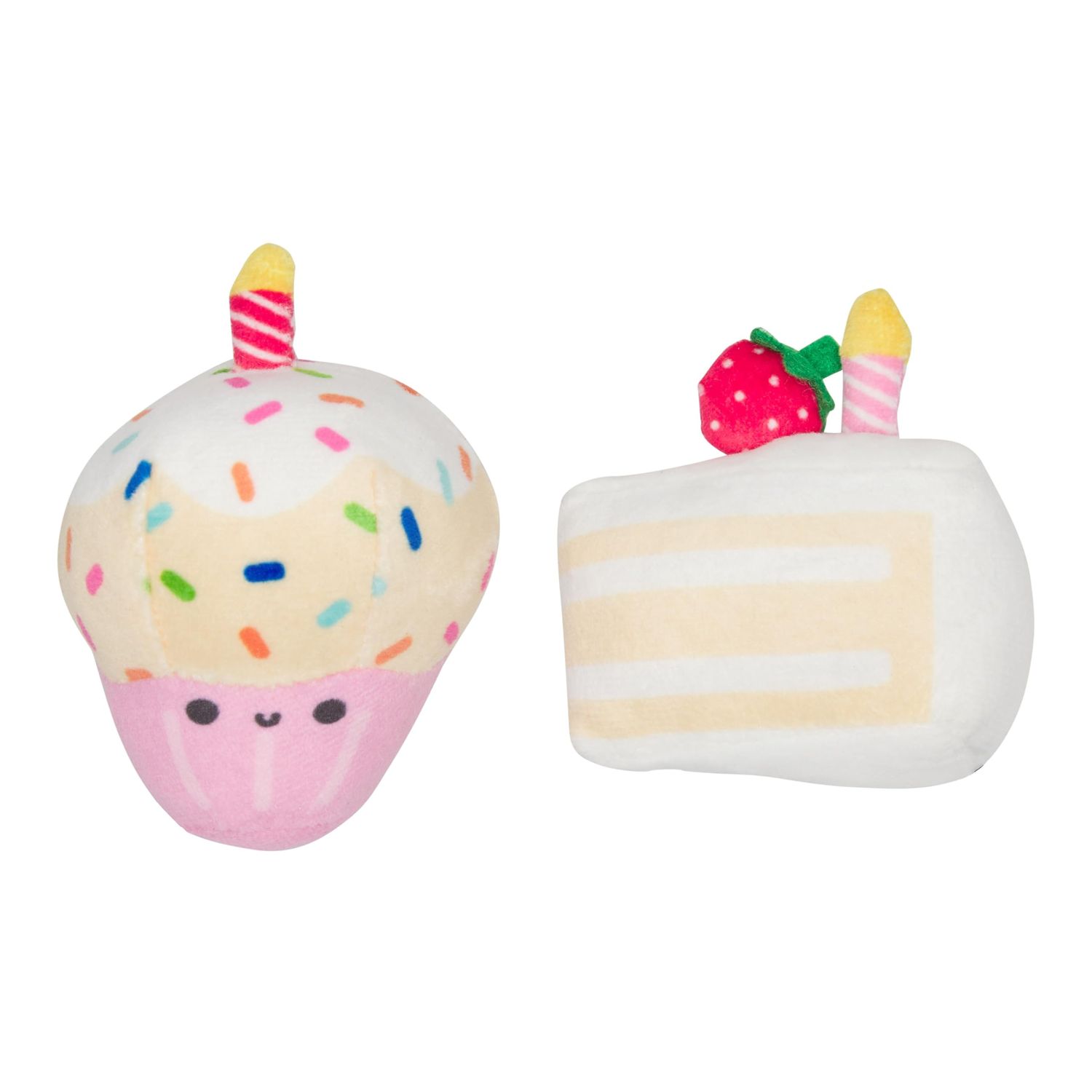 Pearhead Birthday Cake Cat Toy Set, Stuffed Birthday Cake and Cupcake Cat Toys with Catnip and Squeakers, Interactive Fun Kitten Toys, Perfect Pet Owner Birthday Gift, Ideal for Cat Lovers, Set of 2