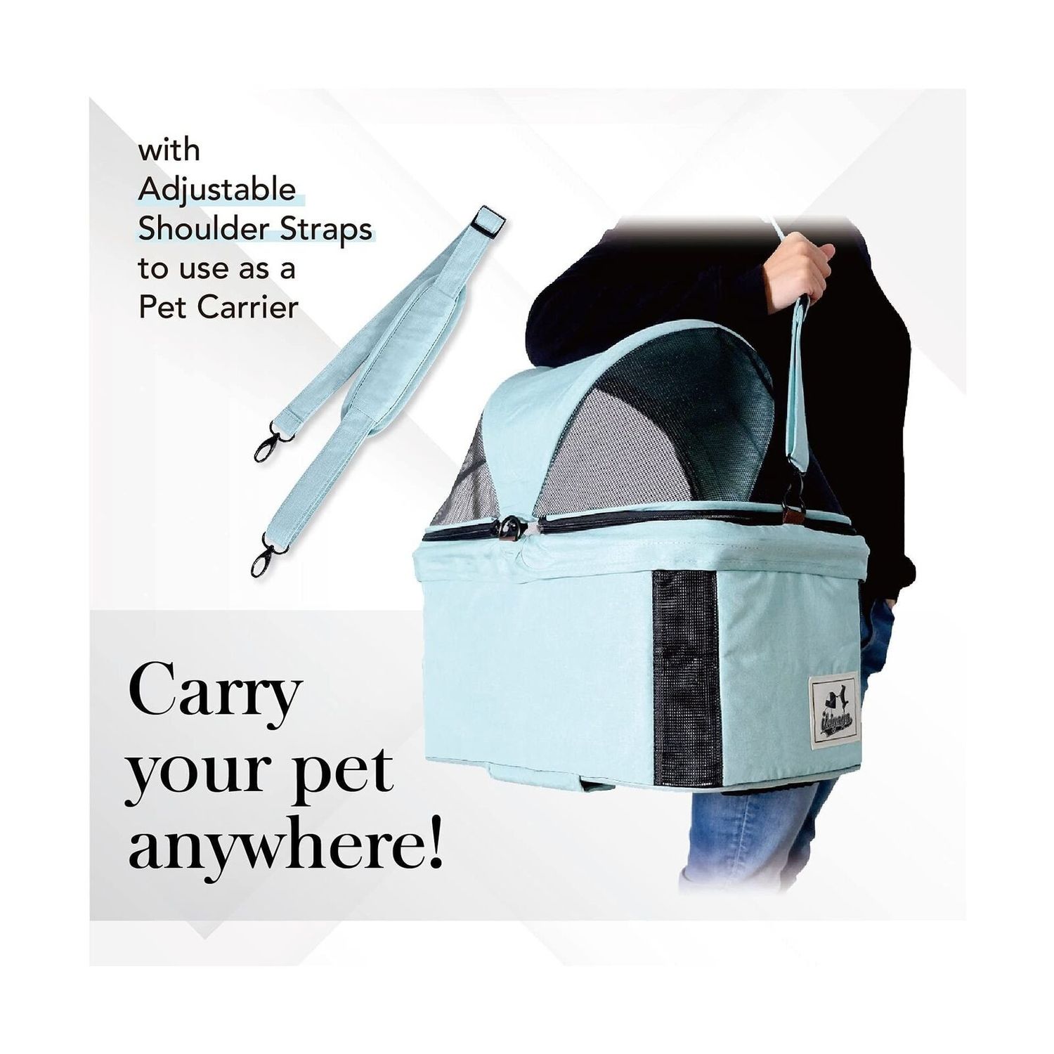 ibiyaya - Travois Dog Stroller for Small Dogs and Cats - 3-in-1 Pet Stroller,...