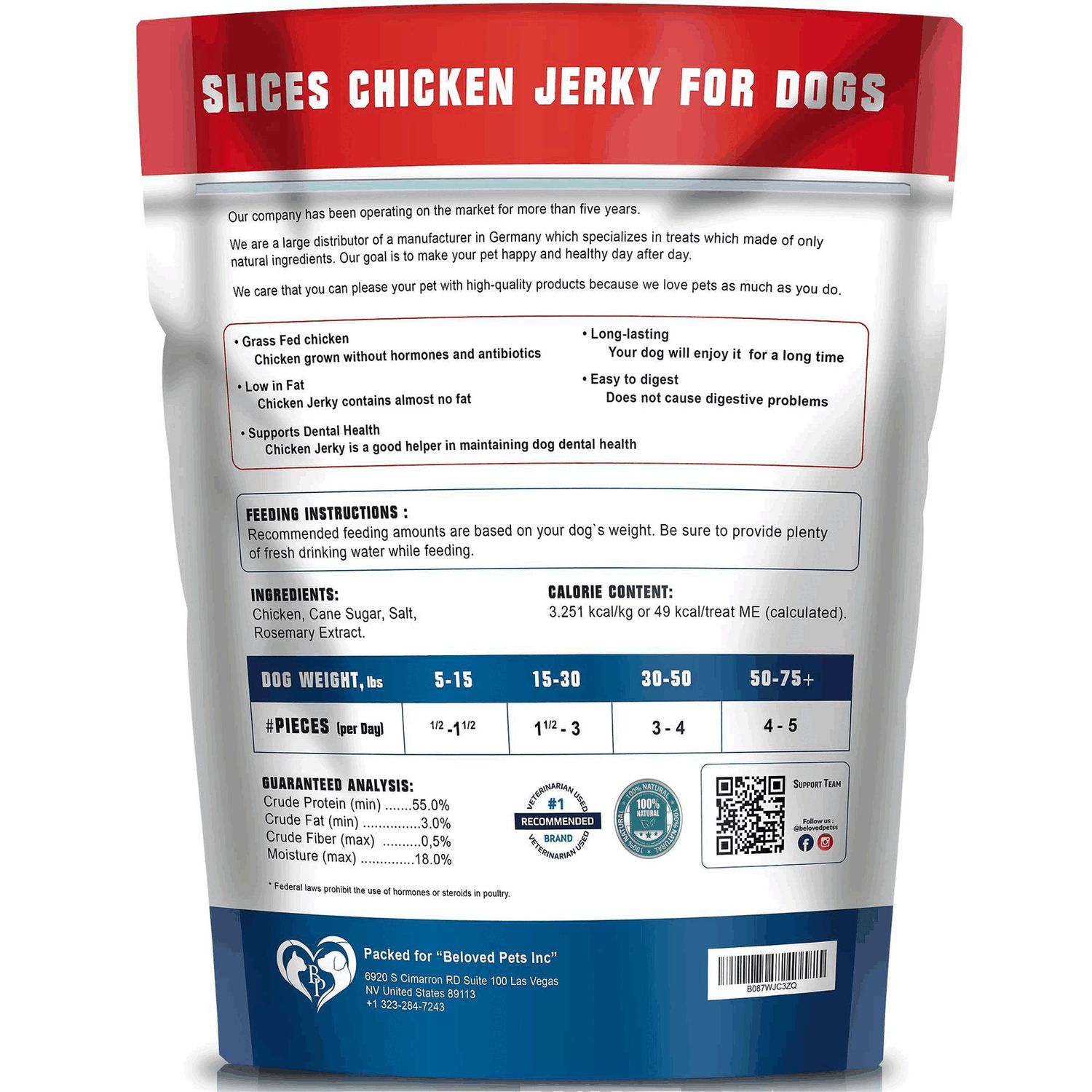 Chicken Jerky Dog Treats 1.5 Lb Human Grade Pet Snacks Grain Free Organic Meat