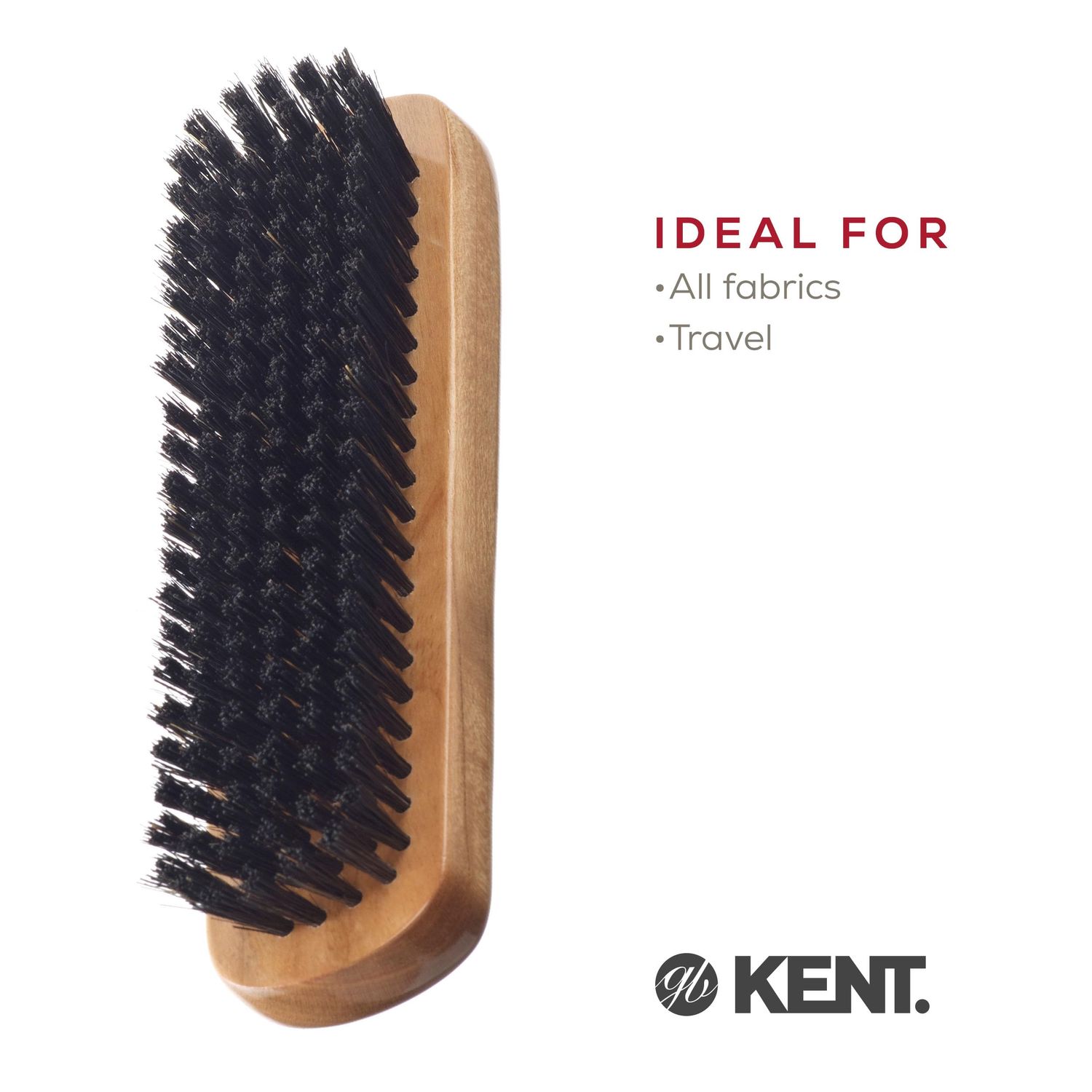 Kent CC20 Double-Sided Clothes Brush Boar Bristles Lint Remover. Firm for Dust and Dirt, Soft for Gentle Brushing for Keeping Fabrics Free from Fibres, Fluff and Pet Hair. Cherrywood. Made in England