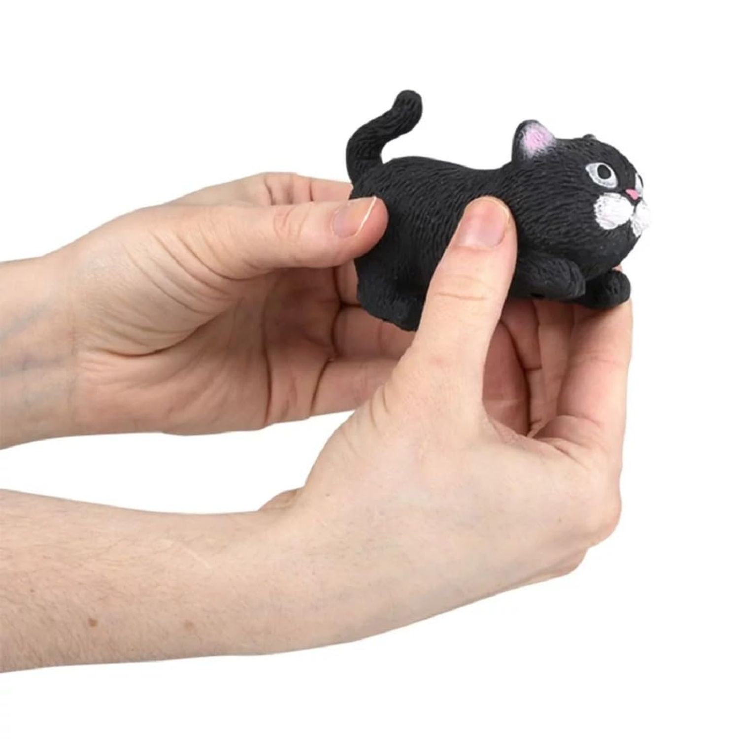 Squishy Stretchy Cat (3.5" to 6.5") Rubber Fidget Sensory Toy Filled with Sand. Great Stress Relief Cat Toy for Kids, Adults and Pets. (3 Pack